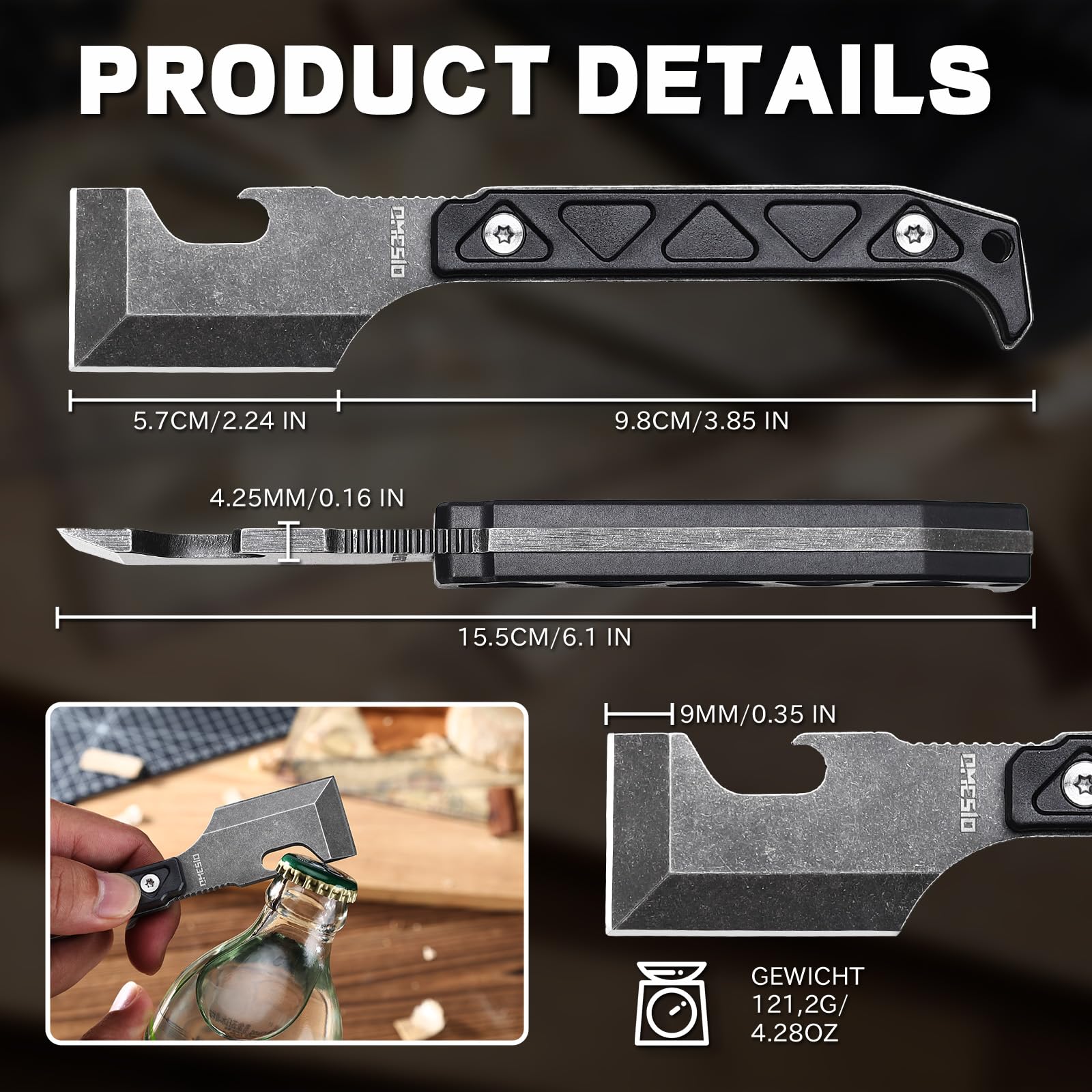 Omesio M-XG11 D2 Steel EDC Neck Knife Kydex Sheath Clip 5.7cm | Kompaktowy nóż EDC ze stali D2, ostrze 5,7 cm, pochwa Kydex z klipsem, krzesiwem i łańcuszkiem do outdoor