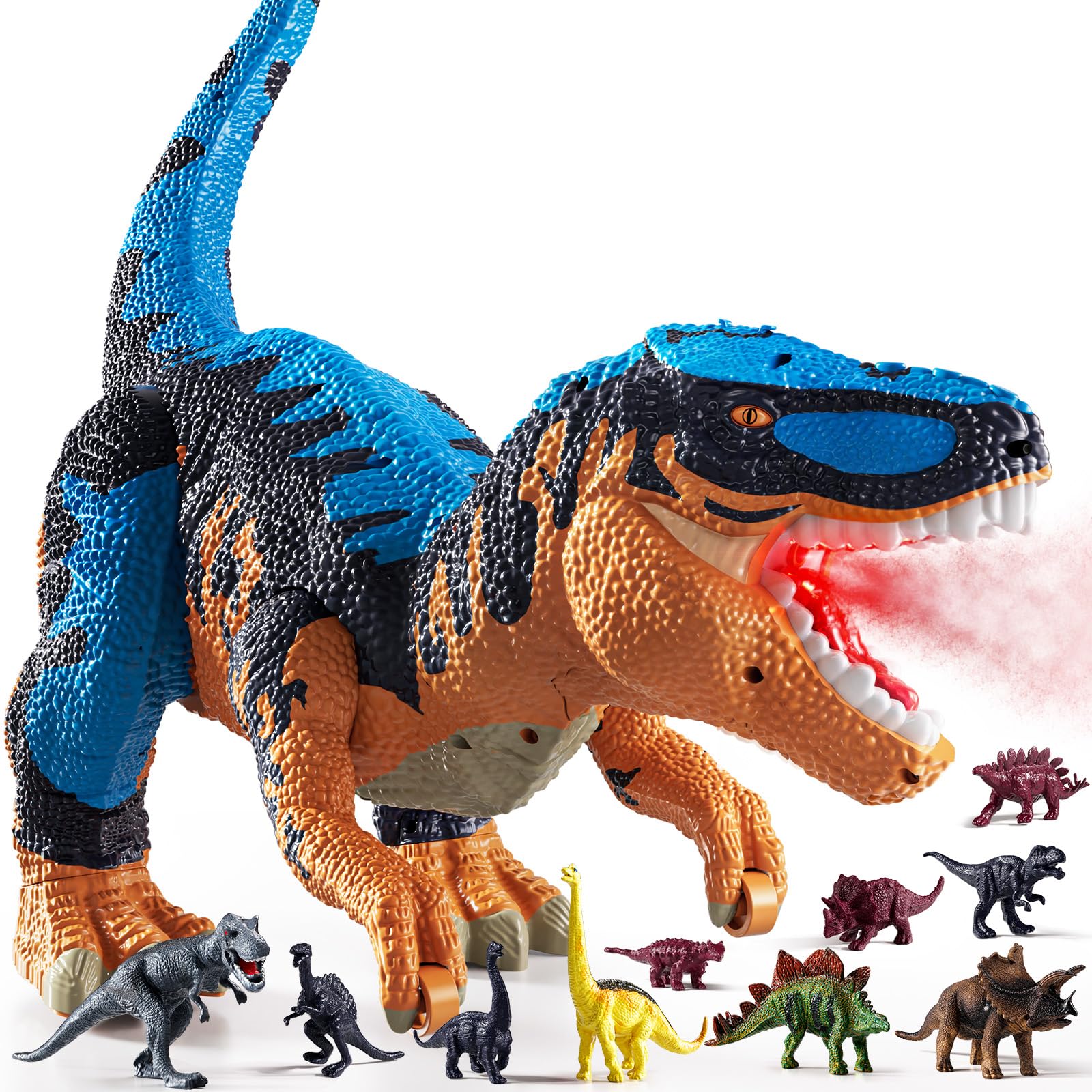 24" Large Dinosaur Toys for Kids 3-5, 10+ Dinosaurs Belly Storage