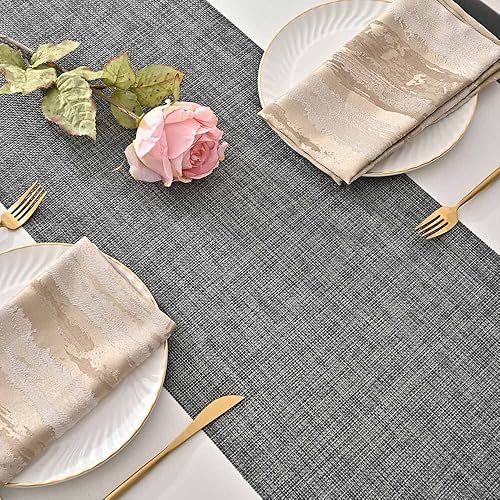 Miniatura 3 de GIVERARE Camino de mesa, 12 x 107 pulgadas, resistente al calor, de vinilo tejido, antideslizante, lavable, fácil de limpiar, cubierta de plástico