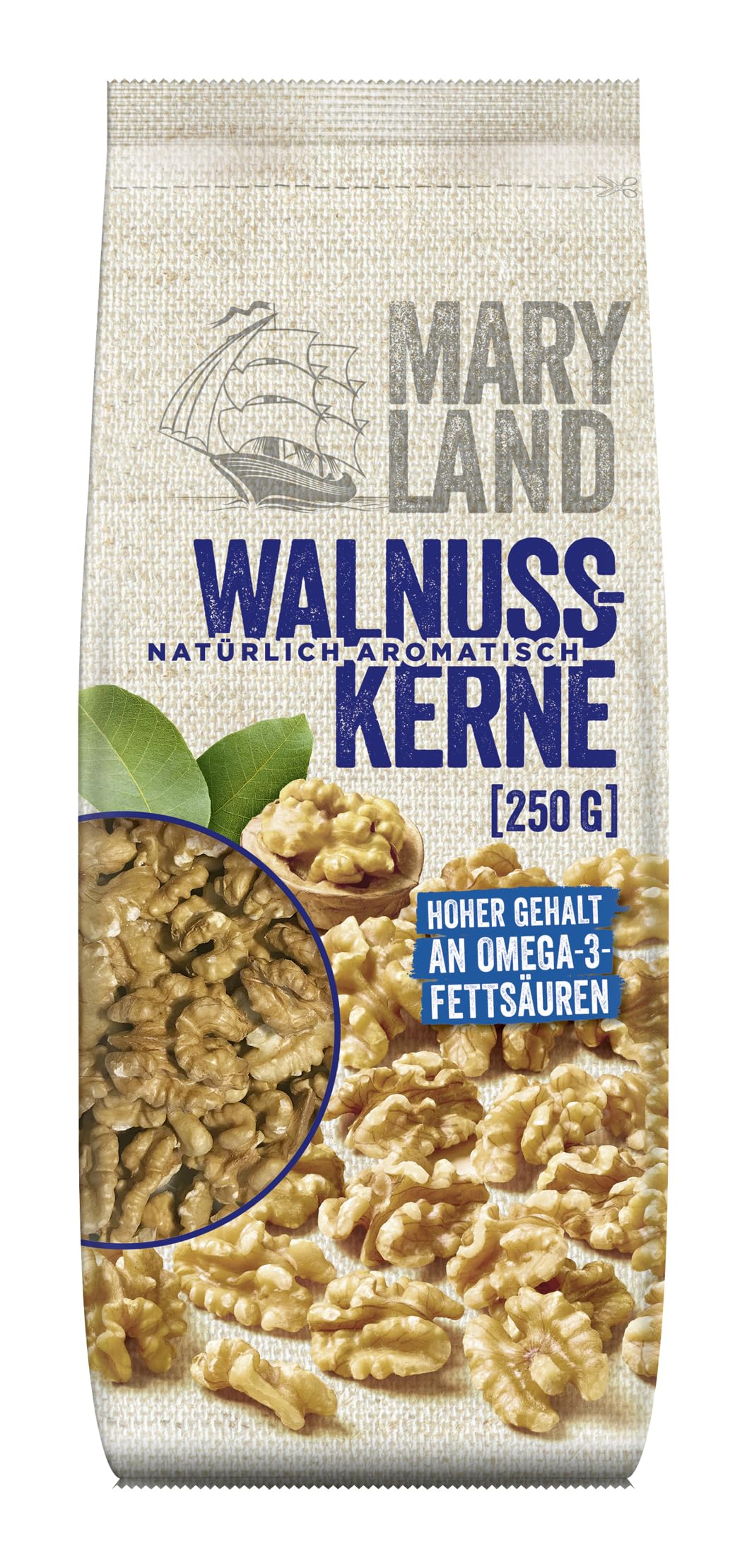 Maryland Walnusskerne 250g Beutel – Walnusskerne naturbelassen, vegan, frei von künstlichen Aromen, ohne Zusatzstoffe – Im praktischen Format genießen (1 x 250g)