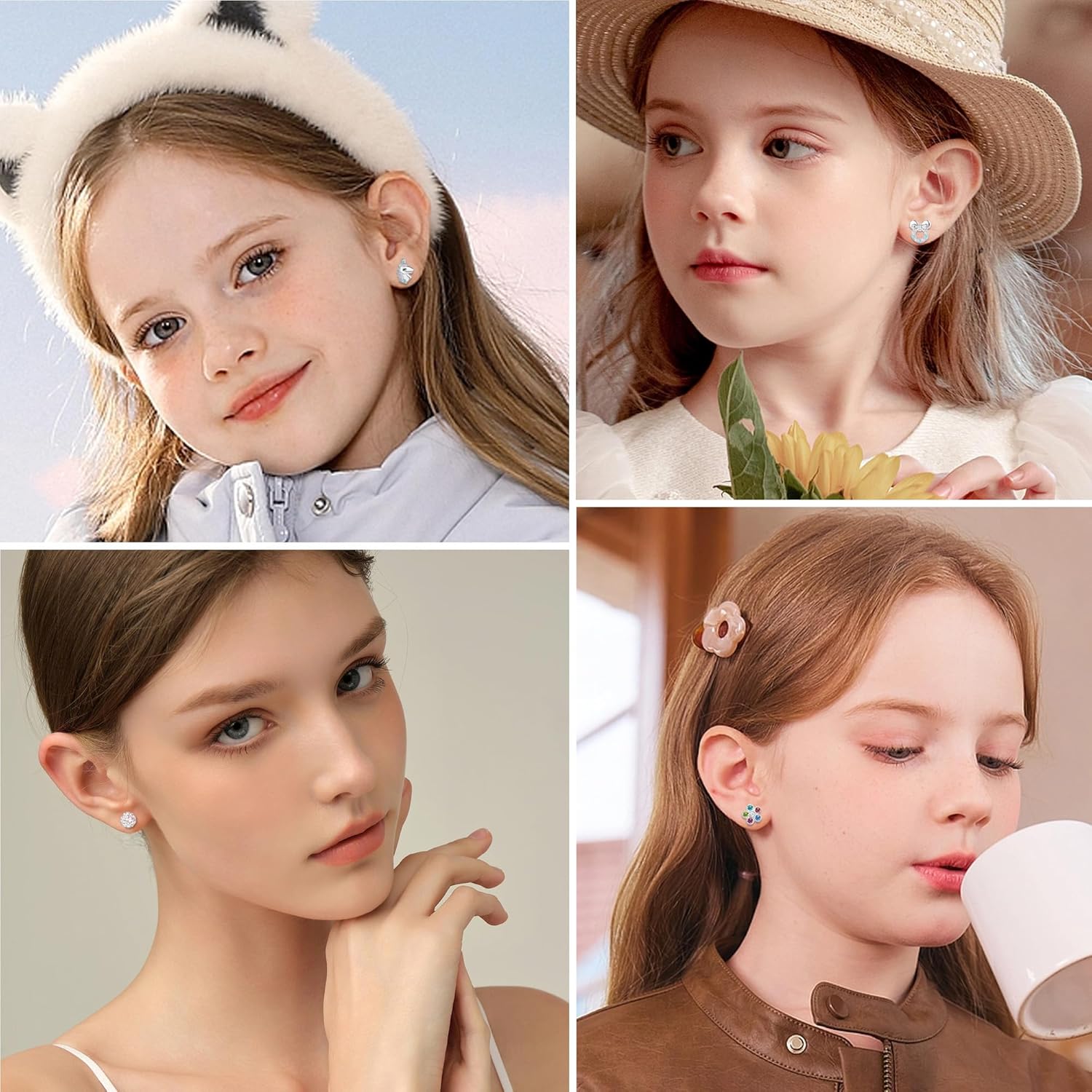 12 Pairs Hypoallergenic Screw Back Earrings For Women Girls Kids Cute Surgical Steel Earrings Set CZ Star Butterfly 316L Stainless Steel Screwback Flat Back Stud Earring Jewelry Gift - Image 5