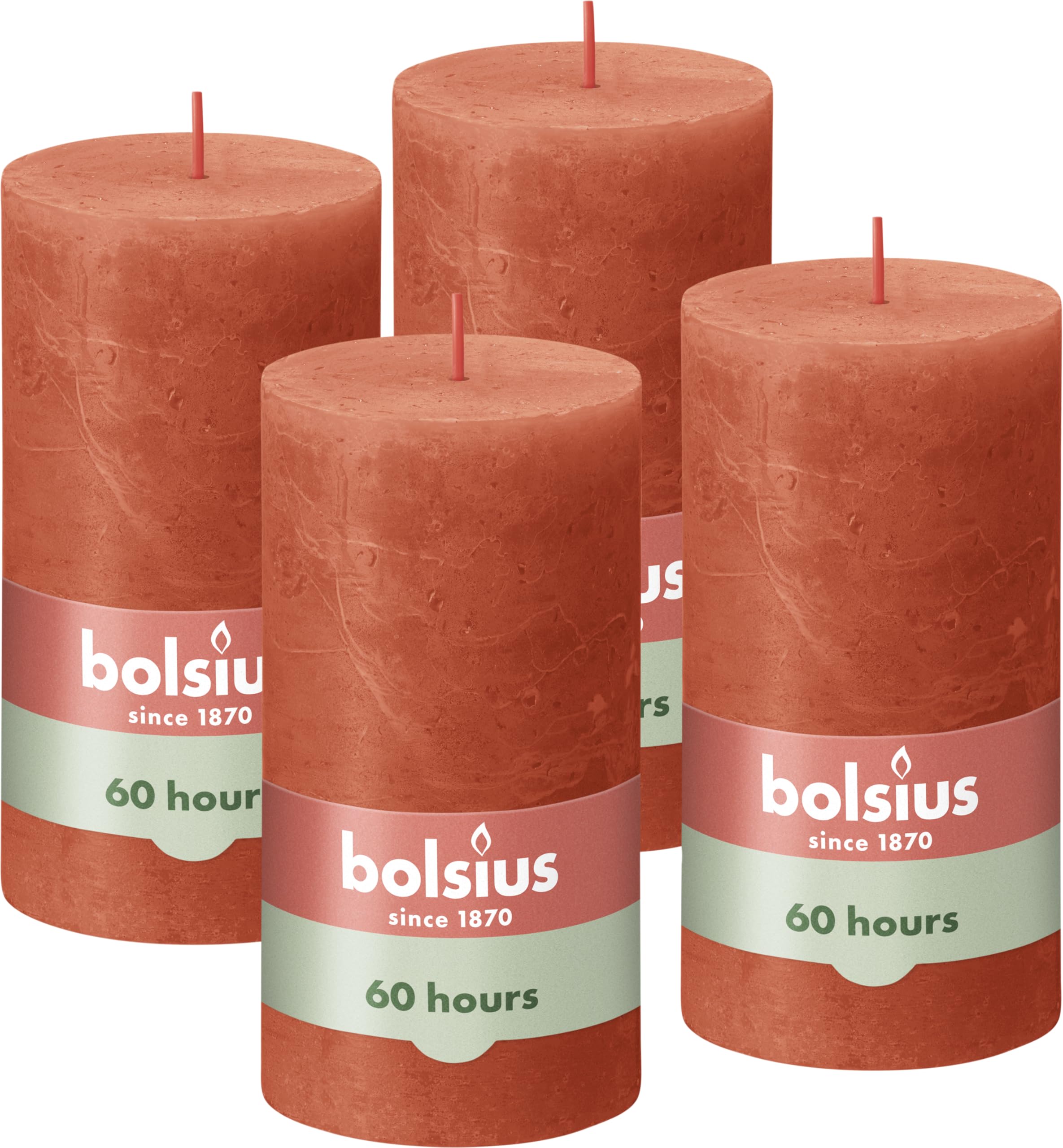 bolsius - rustic candle - orange - 13 cm - 4 piece