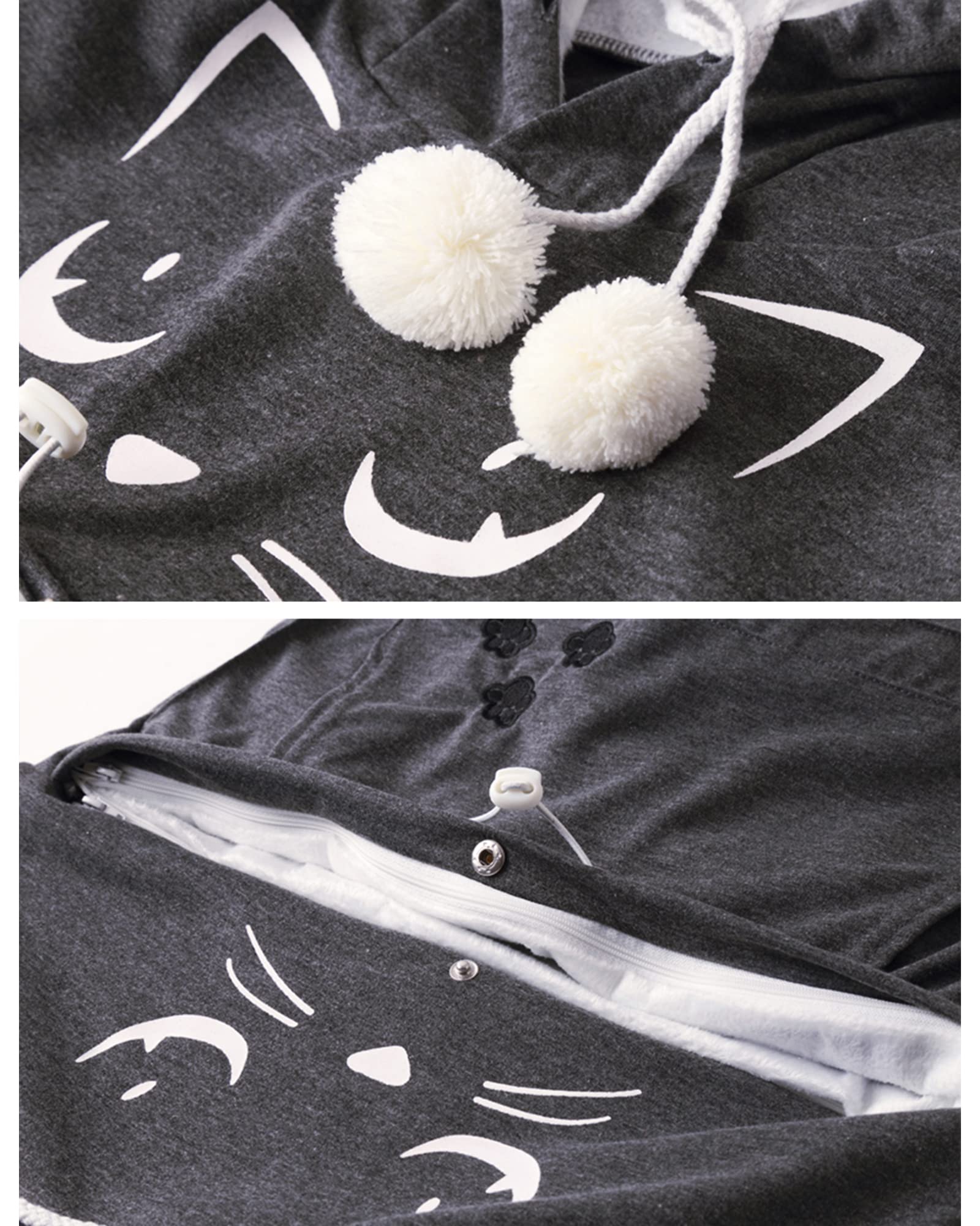Femme Sweat à Capuche avec Poche pour Chat - Super Confortable Casual Sweatshirt Hoodie Manches Longues Lâche Pull à Capuche pour Automne Hiver Tops