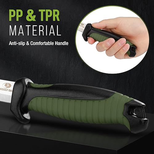 Miniatura 4 de Mossy Oak Cuchillo de hoja fija para exteriores con funda, hoja de punto de caída de acero inoxidable de 4 pulgadas, cuchillos al aire libre para