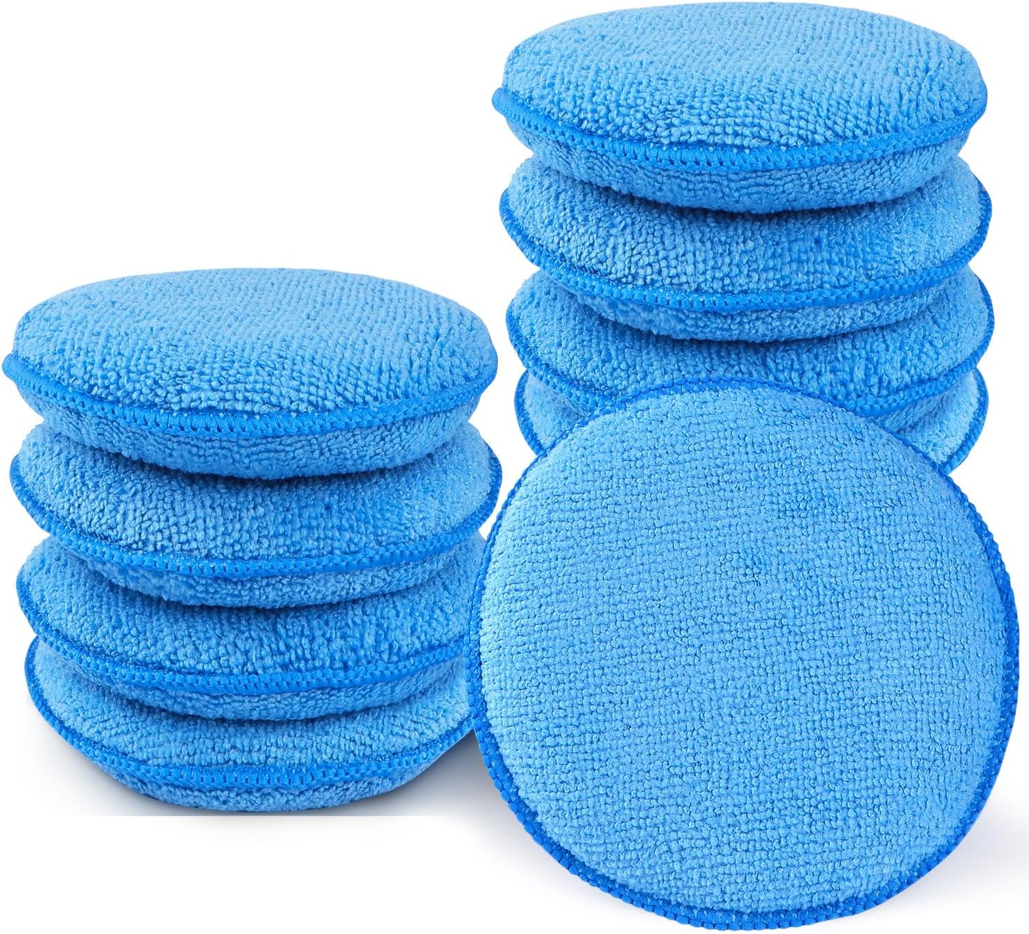 Microfiber Wax Applicator Pads, 5 Inch Round Foam Buffing & Detailing Polishing Pads, Reusable Car Wax Applicator for Car Cleaning, Waxing & Fine Polishing, 12 Pack