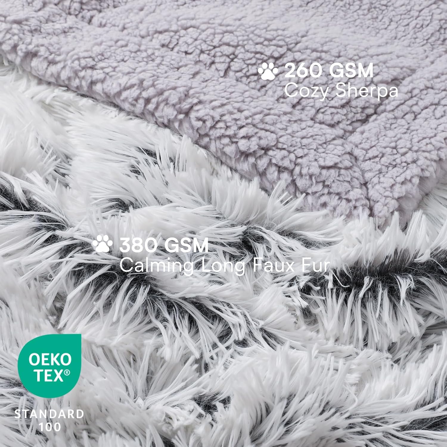 Luciphia Large Waterproof Dog Blanket for Pet Washable Liquid Proof Bed Intimacy Protection Shaggy Plush Calming Long Faux Fur Couch Cover Calming Cat Throw Blankets, Mist Grey, 50" x 60" - Image 2