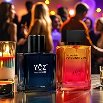 Ycz Ocean Fire Men's Cologne Set, 2Pack 1.7Oz Eau de Parfum for Men, Fresh Oriental Woody Scent with Floral Notes, Long Lasting Fragrance, for Night Out, Date Night, Parties & Luxury Gift Set for Men