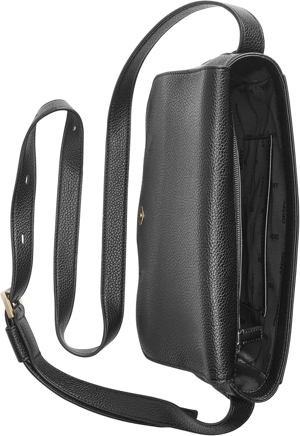 DKNY Women's Handbags Flap Shoulder,black/gold,1 size