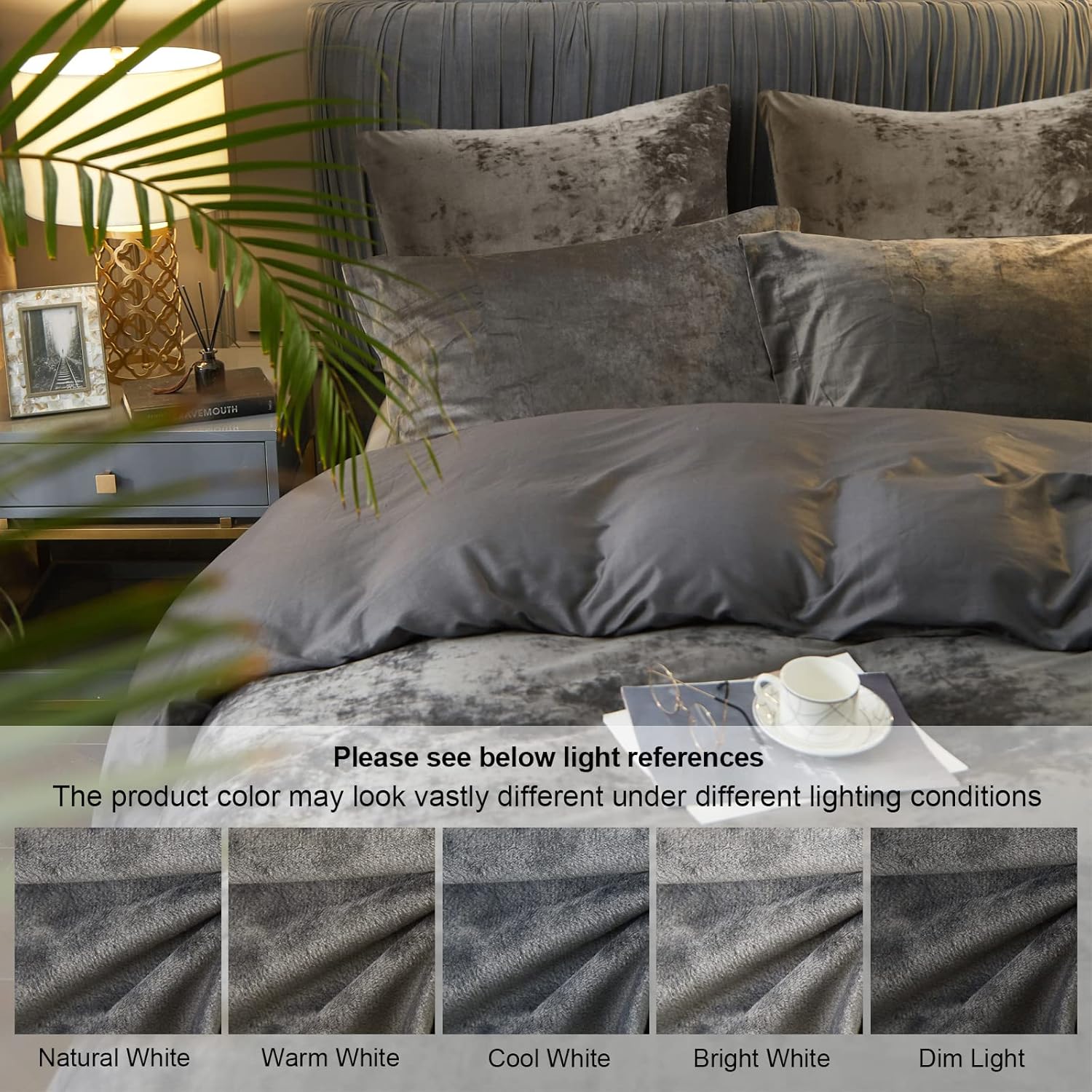 Super Cheap 🛒 PHF Velvet Duvet Cover Set Queen Size, 3pcs Ultra Soft Plush Comforter Cover Set, Warm Cozy Flannel Duvet Cover with Pillow Shams Bedding Collection, 90 x 90, Charcoal/Dark Grey