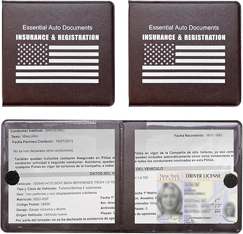 Miniatura 1 de 2 soportes para registro y seguro de automóvil, organizadores de documentos de licencia de vehículo con cierre, accesorios esenciales para cartera