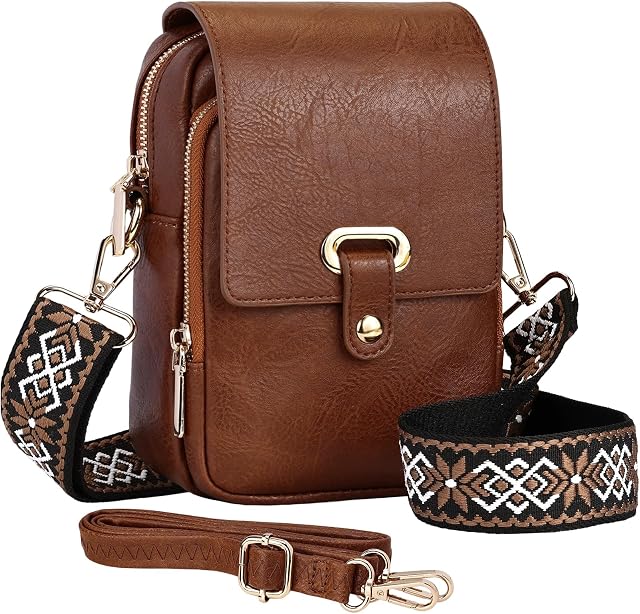 Leathario Sac pour femmes, sac de téléphone en cuir végétalien, sac pour téléphone cellulaire, sac d'épaule de voyage et portefeuille