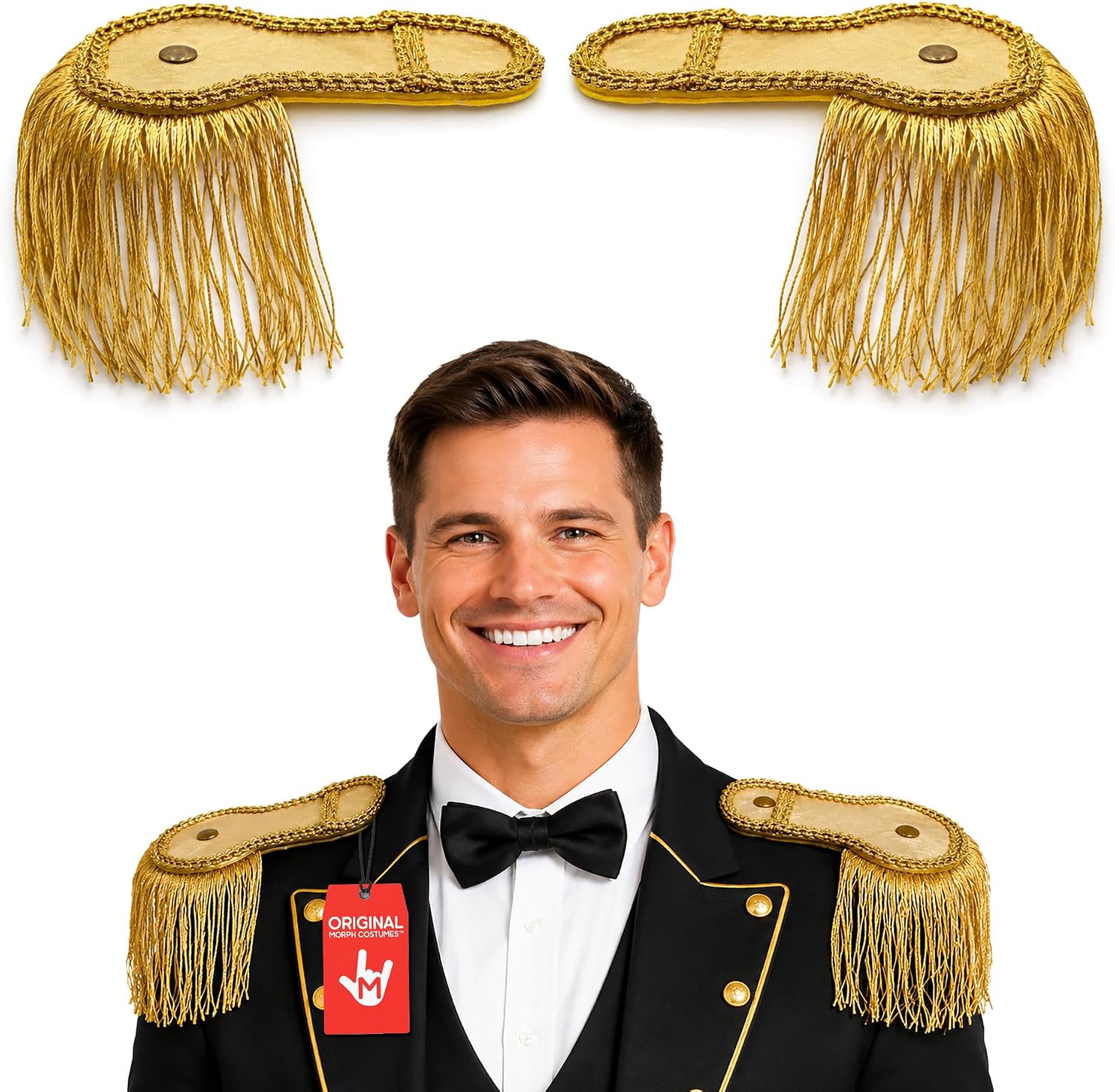 Morph Cosplay Ringmaster Shoulder Epaulettes Gold Fringe Boards Costume Accessories