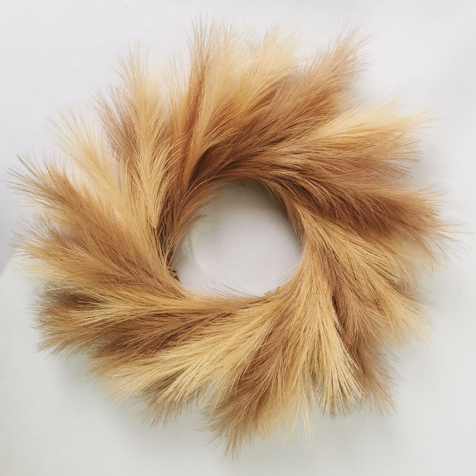 Pampas Grass Wreath,GUDAGUU 22" Faux Pampas Wreath for Front Door, Artificial Pampas Wreath,All Seasons Boho Wall Decor, Farmhouse Pampas Grass Garland, DIY Wreath Hanging Decorations (Coffee)