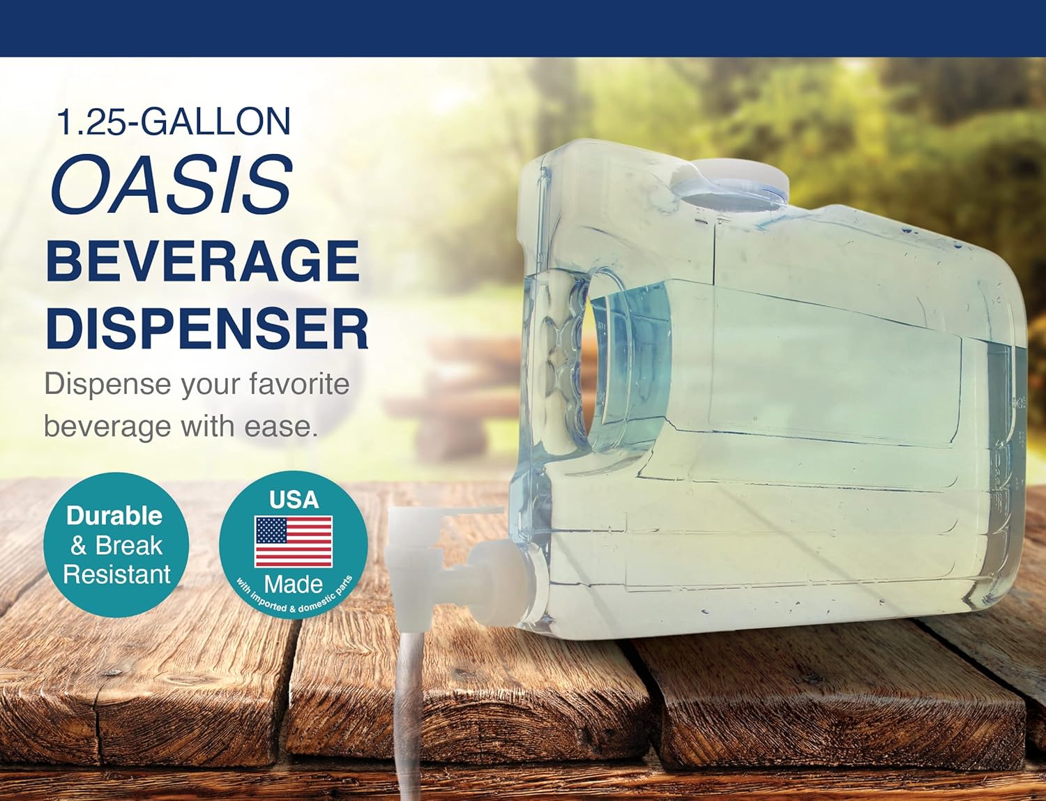 Arrow Home Products Oasis Drink Dispenser for Fridge, 1.25 Gallon - Plastic Beverage Dispenser with Spigot for Easy Dispensing - BPA Free Clear Plastic - Convenient Handle, Easy-Pour Spout - Image 2