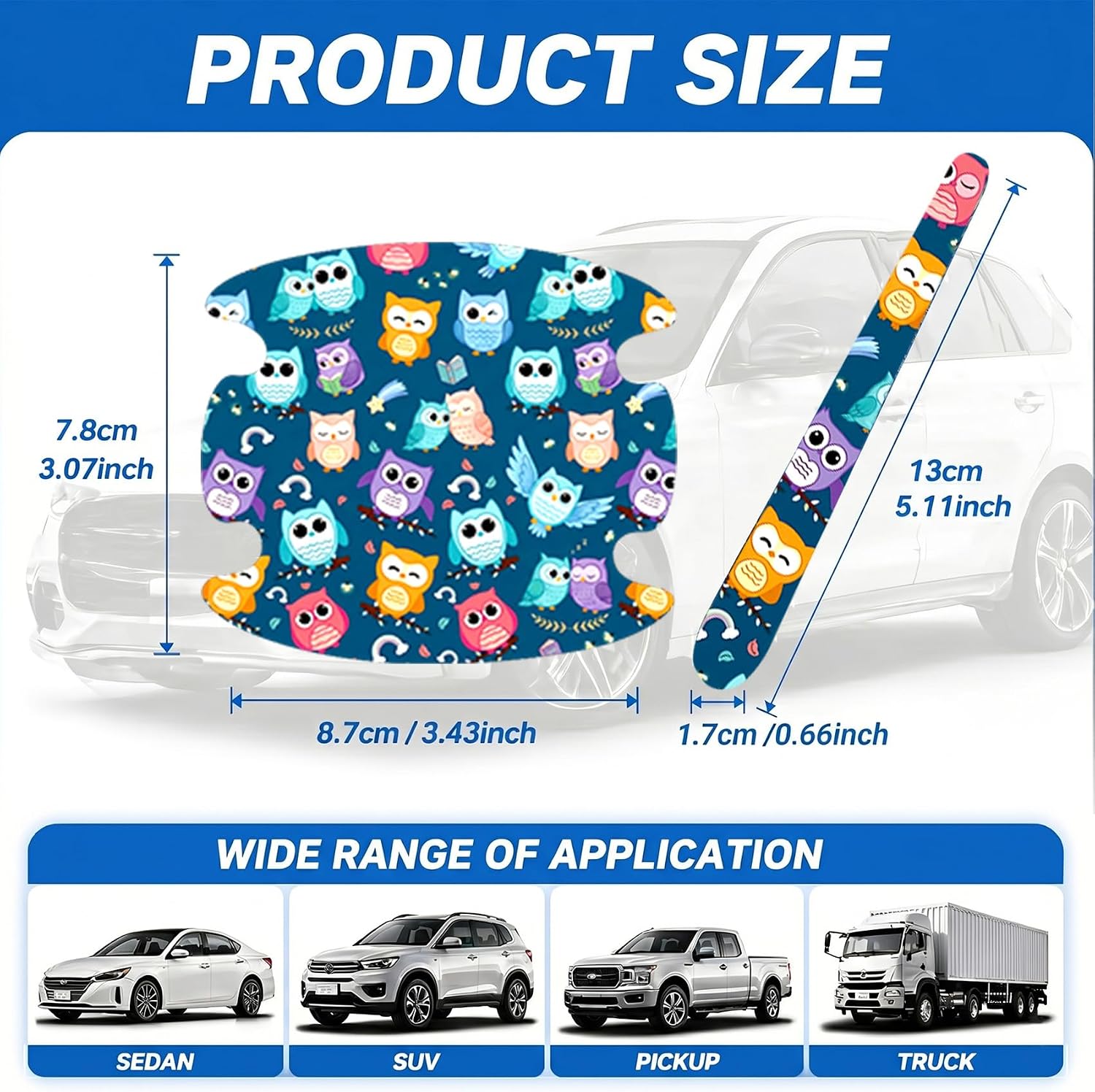 8PCS Cat Sunflower Car Door Handle Carbon Fiber Anti Scratch Sticker Decal image 3