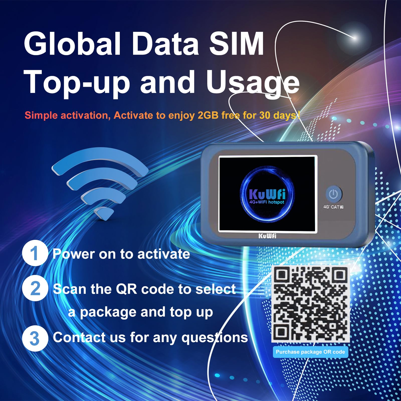 KuWFi Saponetta WiFi con SIM Card, Router WiFi Portatile 4G+ LTE Cat7 300Mbps Download, Hotspot Viaggio per Campeggio e Auto, Batteria 3000mAh per 10 Dispositivi