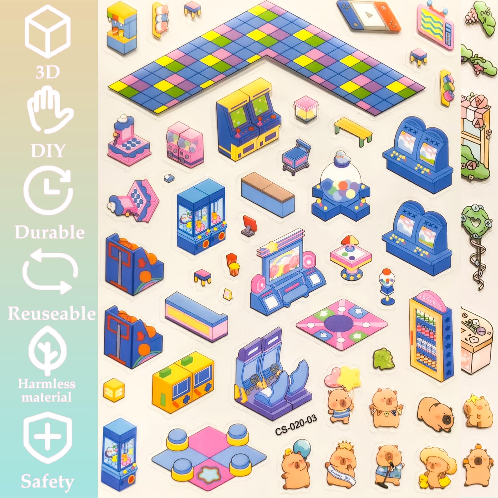 Juego de 32 pegatinas 3D de animales lindos 4 libras, kit de actividades para el hogar de dibujos animados para niños, con pegatinas y pinzas reutilizables