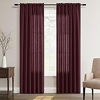 Vista 109 de Guken - Cortinas de lino negro de 108 pulgadas de largo para sala de estar, dormitorio, juego de 2 paneles, bolsillo para barra, cortinas