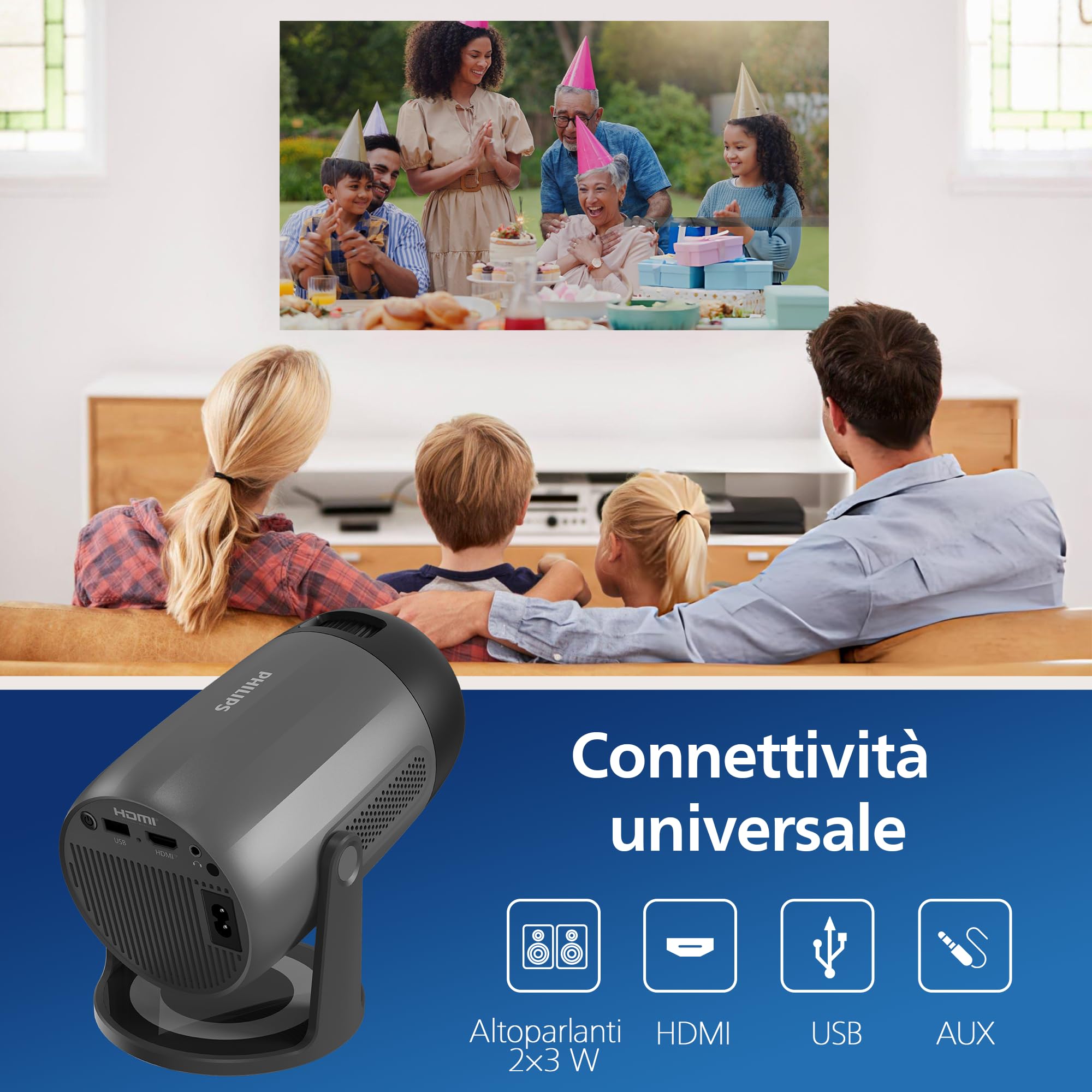 Philips NeoPix 150 Projector, 1920x1080, 1.2:1, 1000:1 , Dark Grey (NPX150/INT)