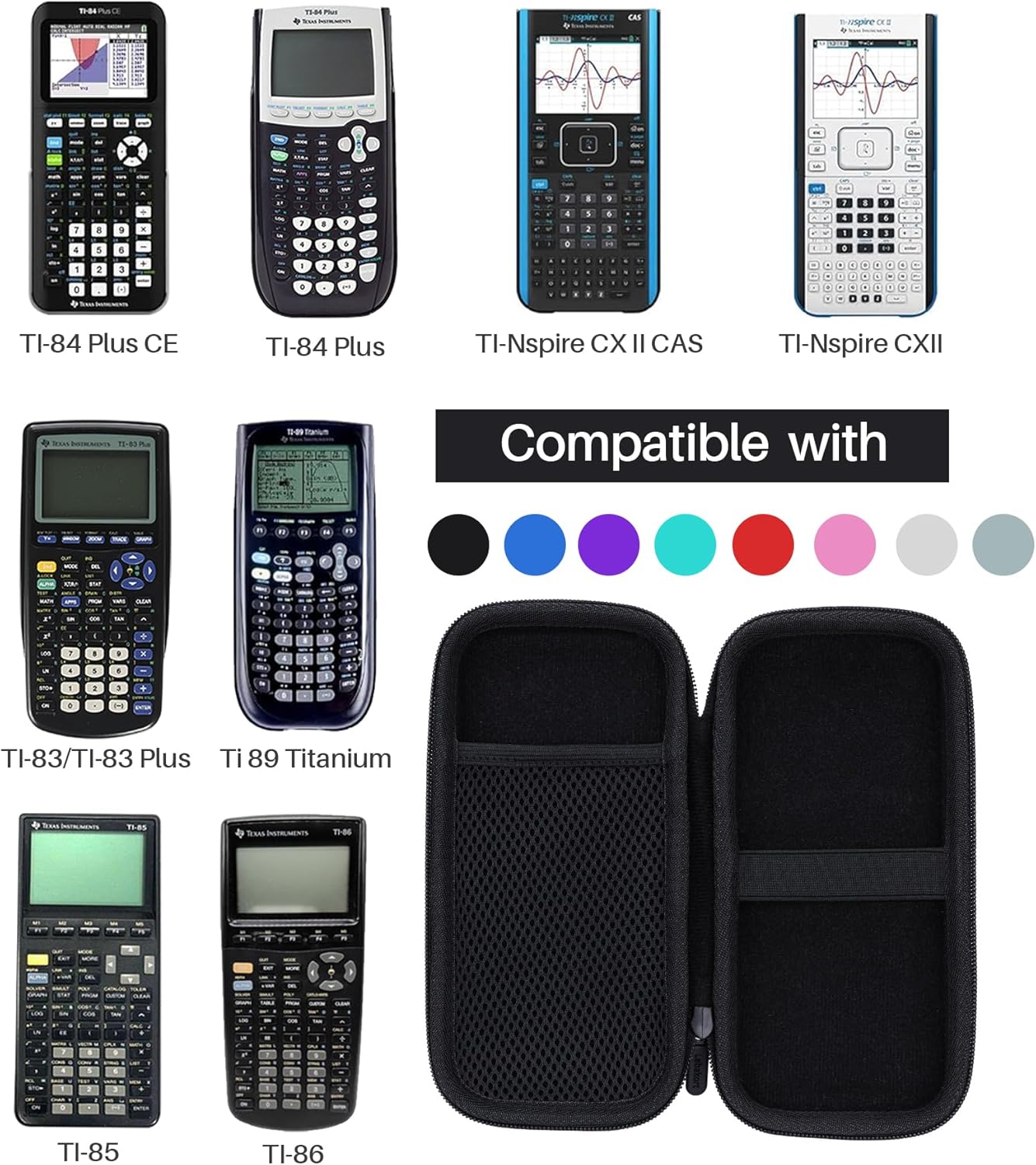 Lebakort Hard Case Compatible with Texas Instruments TI-84 Plus CE/TI-84 Plus/TI-84 Evo/TI-Nspire CX II CAS/TI-Nspire CX II/TI-83 Plus/TI-89 Titanium/TI-85 / TI-86 Color Graphing Calculator (Black)