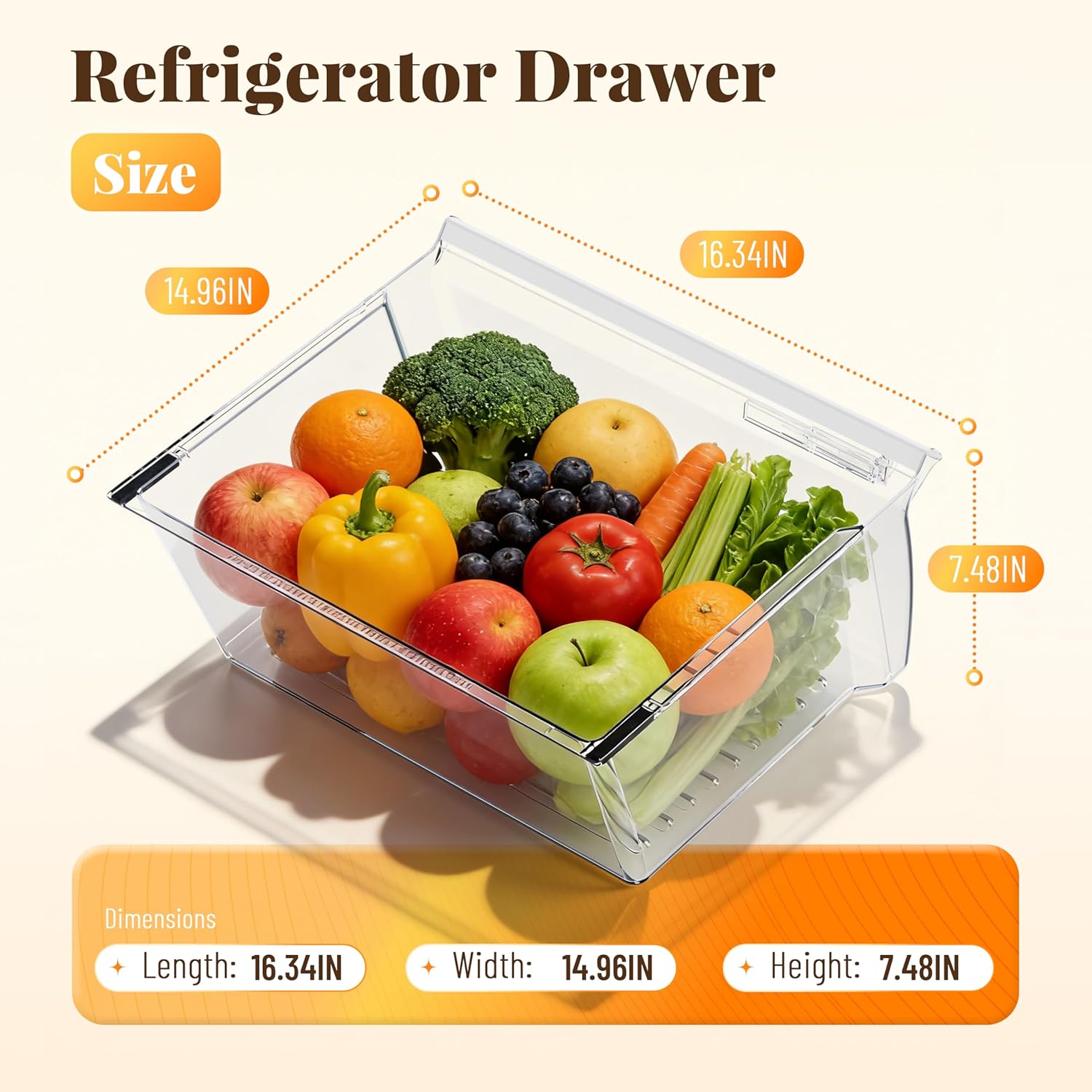 Kojem 2188656 Replacement Crisper Drawer (Upper) Compatible with Whirlpool Kenmore Refrigerator Upper Bin with Humidity Control Plastic (PS) Clear
