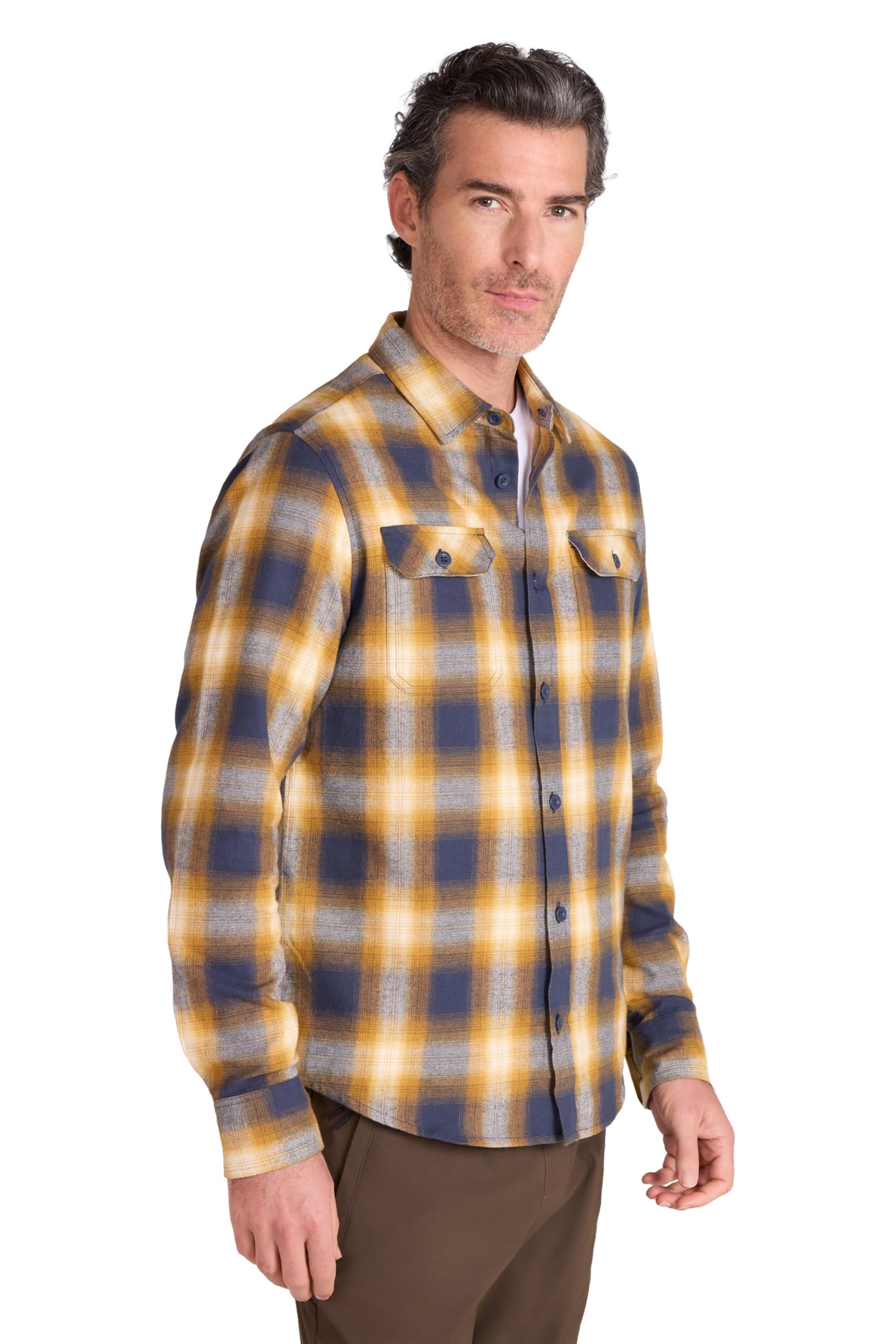 Trace Mens Flannel Long Sleeve Shirt - Yellow