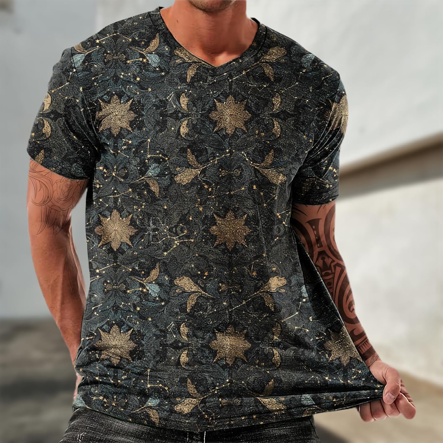Mens Tshirts Graphic Crewneck Loose Fit Men Casual Shirt Breathable Short Sleeves Summer Beach Tops Hawaii Outfits - Image 2