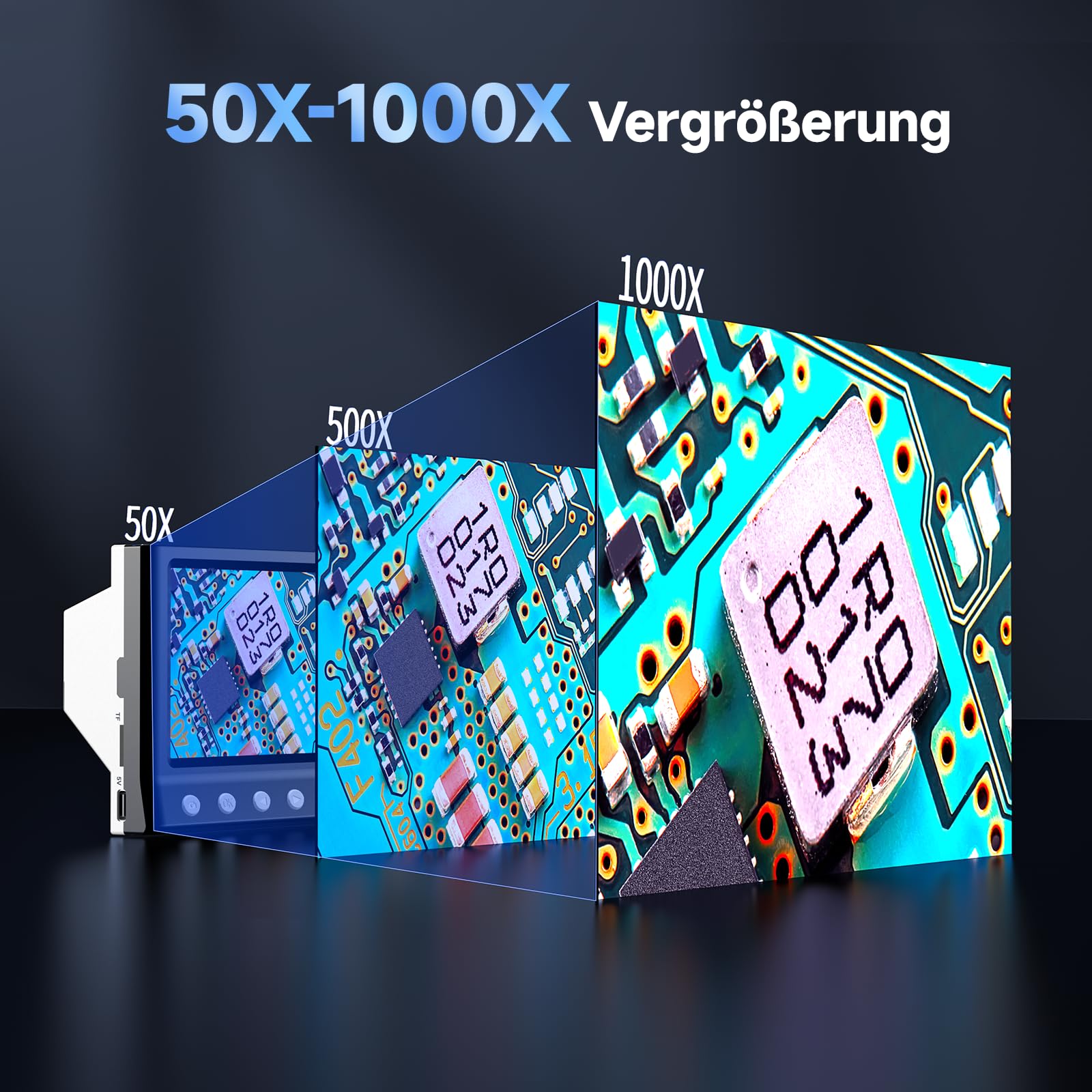 Leipan Digital Mikroskop mit 4,3 Zoll Bildschirm für Kinder Erwachsene, 1000X facher Vergrößerung 1080P USB Mikroskop mit 8 Einstellbaren LED Licht, USB to PC - Windows/Mac kompatibel