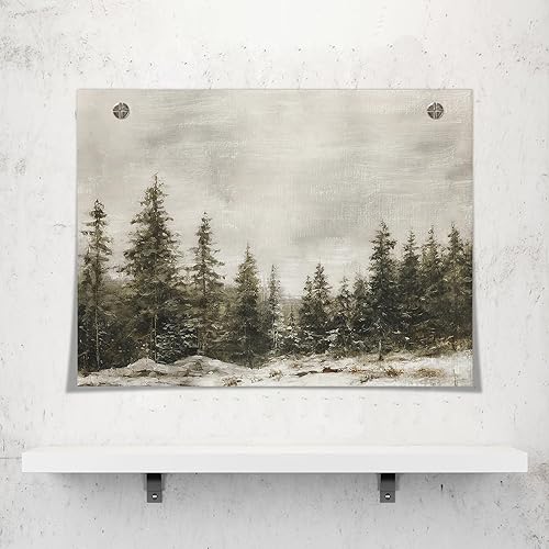 Miniatura 9 de PONYMA Lienzo de Navidad vintage para pared, pintura de paisaje, escena de invierno, imágenes de campo, arte de pared, pósteres artísticos de