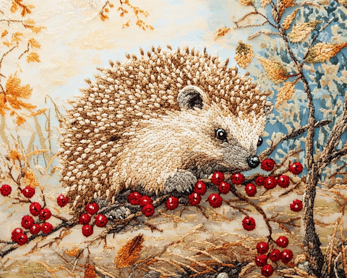 Kitquiver Rug Kits For Adults Latch Hook Pre Printed Hedgehog 52X38cm Diy With Printed Canvas Crochet Yarn Handmade Embroidery Crafts Crochet For Home Decoration
