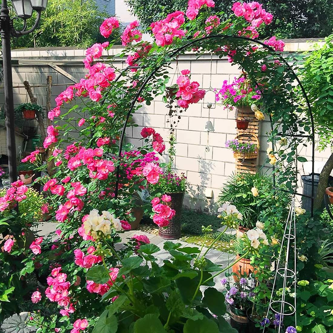 Arco da giardino in metallo resistente per piante rampicanti, 2,0 m/2,2 m/2,3 m, supporto per pergolato per rose, viti e tralicci, pergola durevole in nero/bianco/bronzo/verde scuro (L140 x P 40 x A