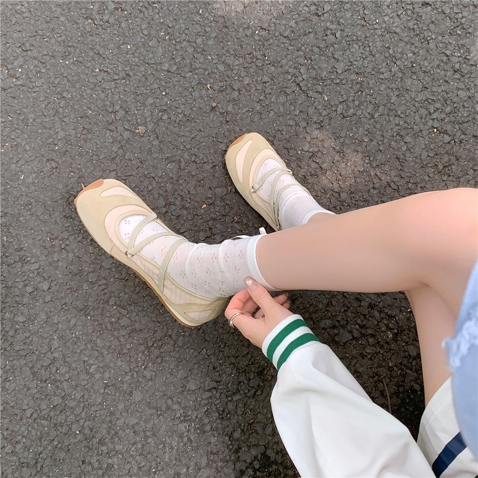 Sneakers Mary Jane da Donna Ballerine Punta Quadrata Retro