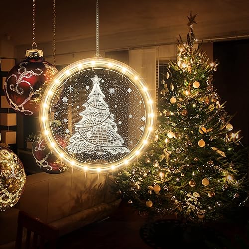 Miniatura 8 de TRELC Luz decorativa de Navidad para ventana, 8.2 pulgadas, 3D colgante, luces LED de decoración de ambiente, para centro comercial, hogar, ventana,