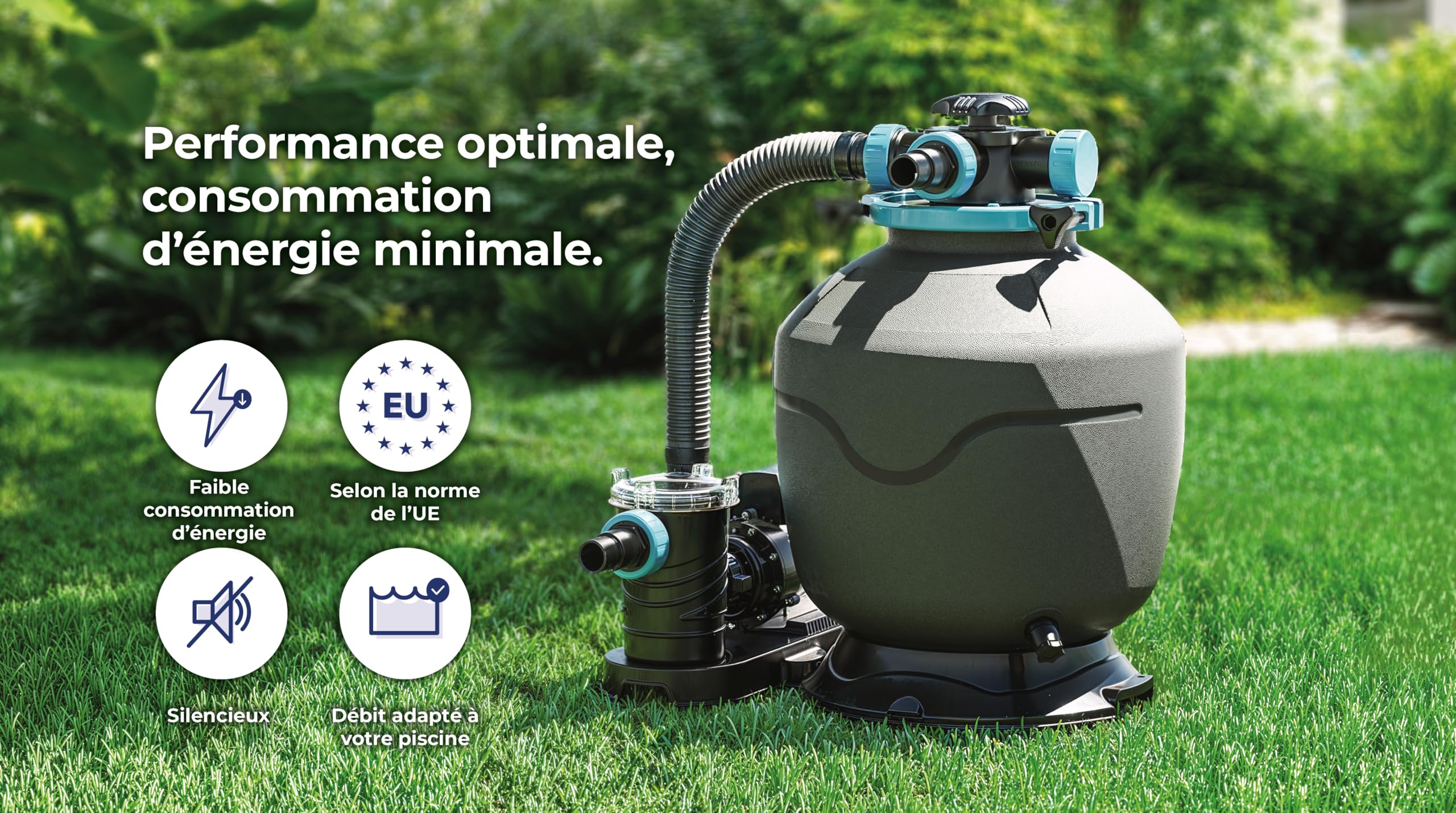 Gre KIT300GY Louko - Piscine Hors-Sol en Acier, Piscine Ronde avec Structure en Acier Gris Anthracite. Piscines Hors-Sol pour Jardin, Ø300x120 cm