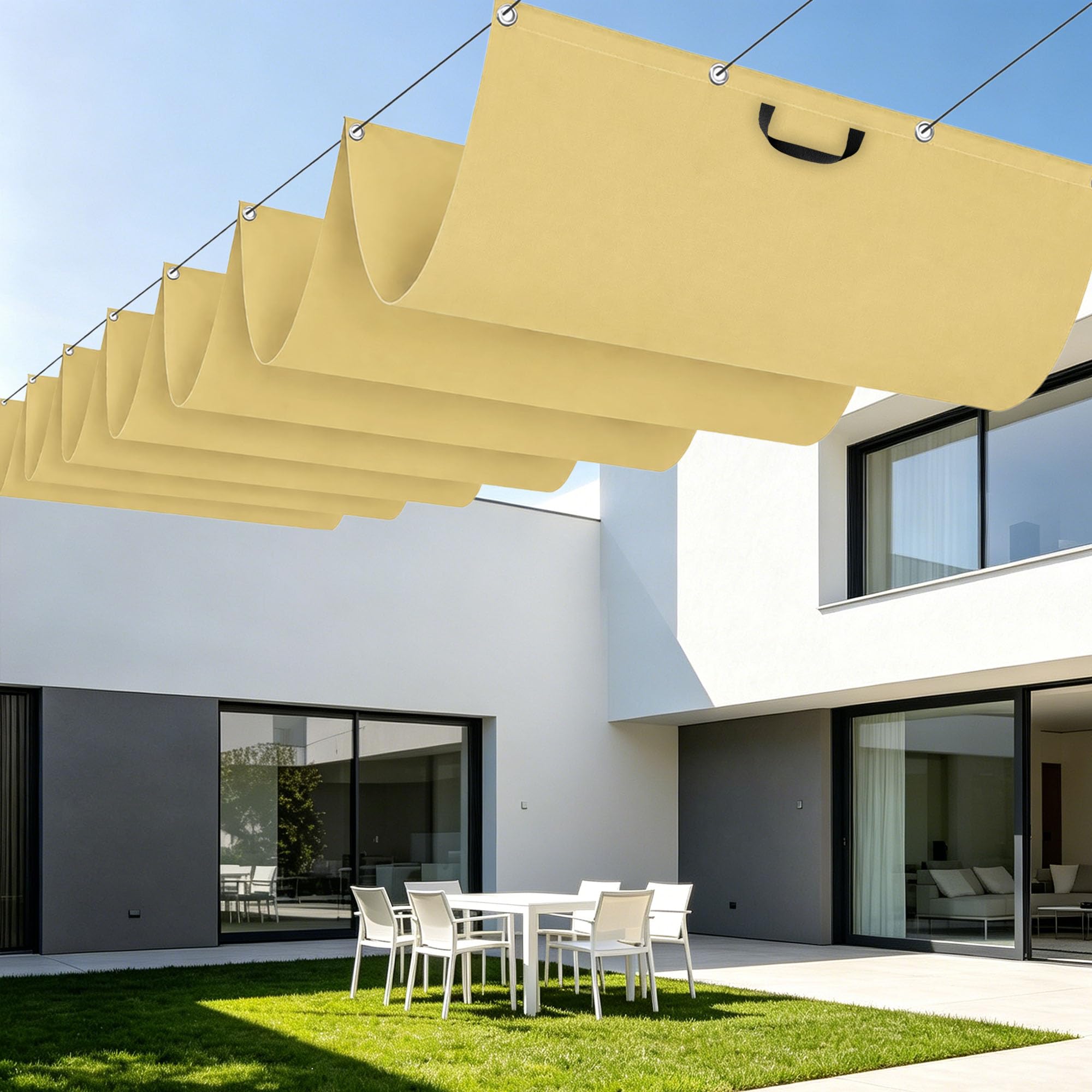 Toile pare-soleil 350x200 extérieur imperméable avec œillets pour aménagement balcon et jardin