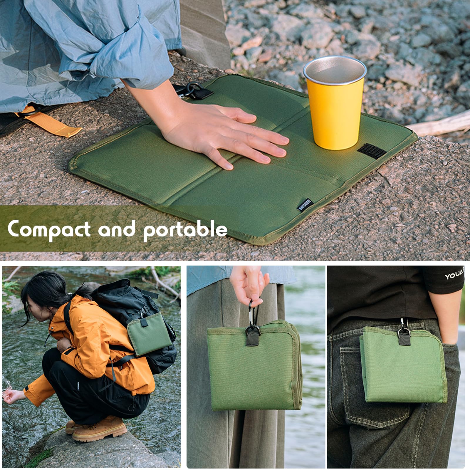 Sitzkissen Outdoor Faltbar 2 Stück – Wasserdichtes Thermo Sitzunterlage aus Oxford-Stoff – Isolierte Sitzmatte für Camping, Wandern, Picknick, Stadion, Reisen – 36 x 32 cm (SET-B)
