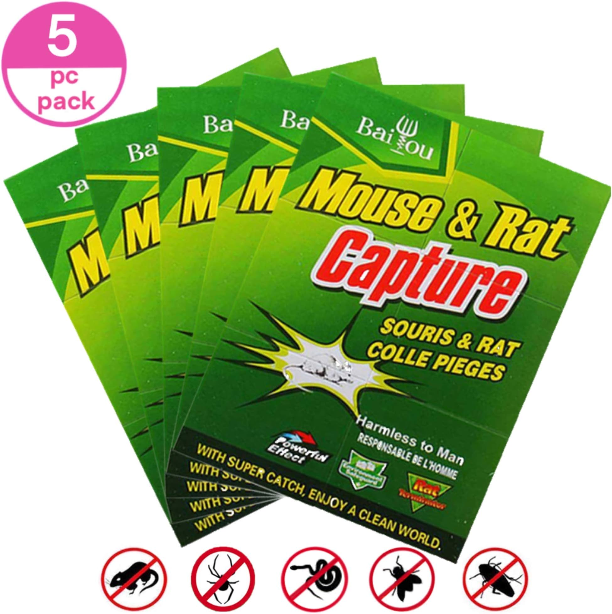 5pack Mouse Trap - Mouse Glue Trap, Rat Glue Trap with Strong Sticky Board Glue Board - for Mice Rats Rodents Cockroaches Bugs Ant Spiders Scorpions - Large (8.5"X12.5")