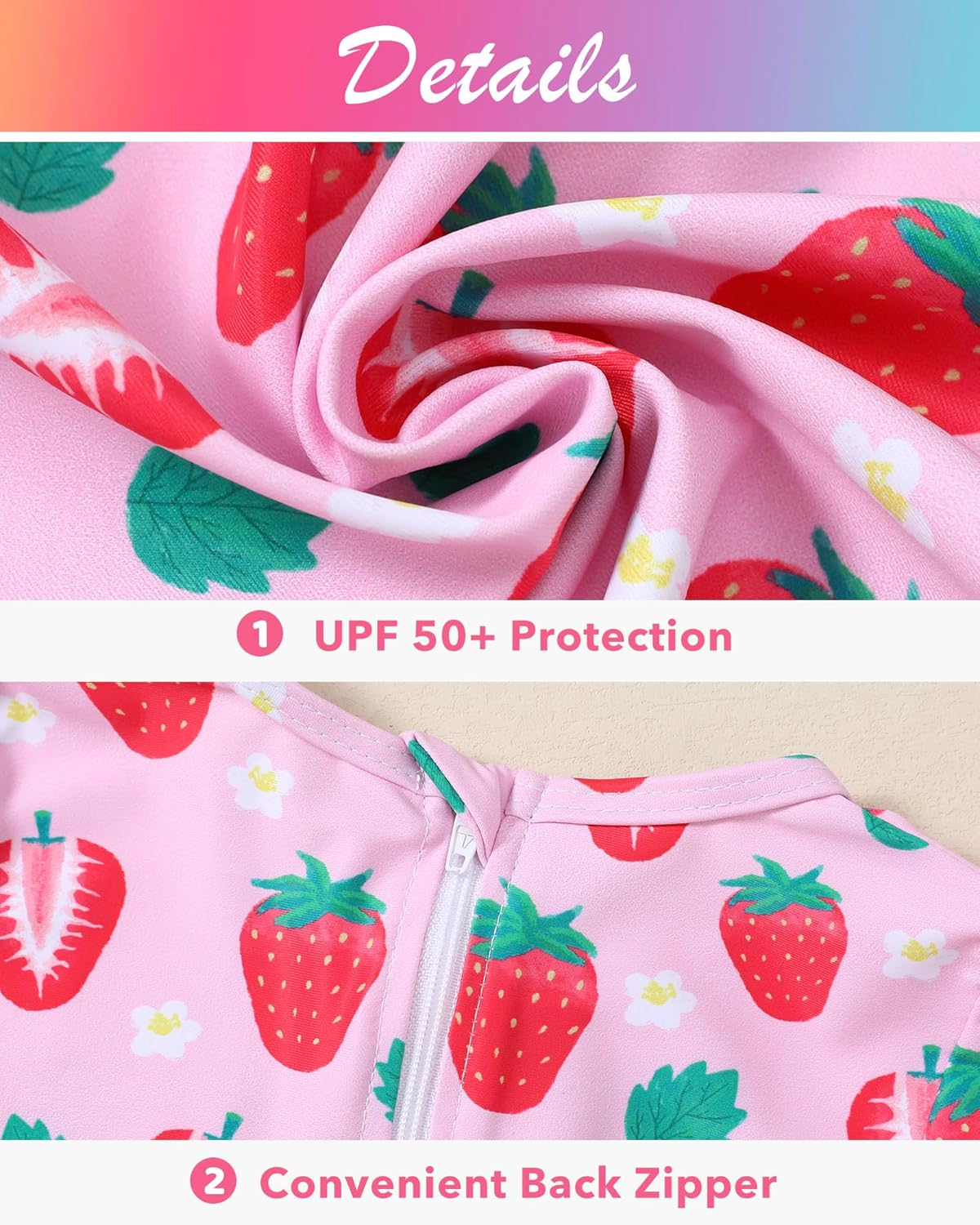 Toddler Girls Long Sleeve Swimsuit One Piece Ruffle Zipper Rash Guard Bathing Suit UPF 50+ Kid Swimwear 1-6 Years - Image 5