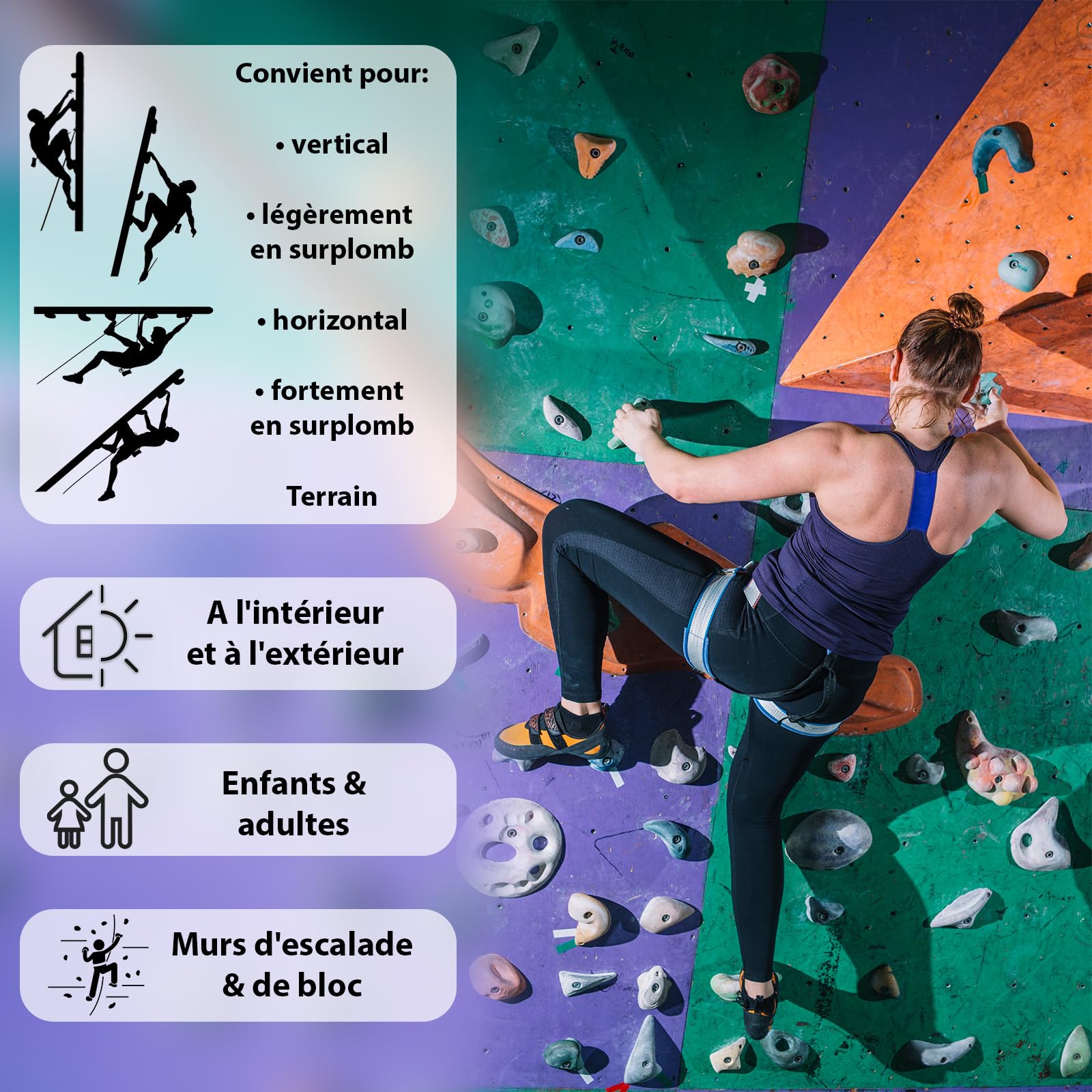 ALPIDEX 7 Prises d'escalade XL Poignées Extra Larges Set Pierres Escalade Différentes Formes Couleurs