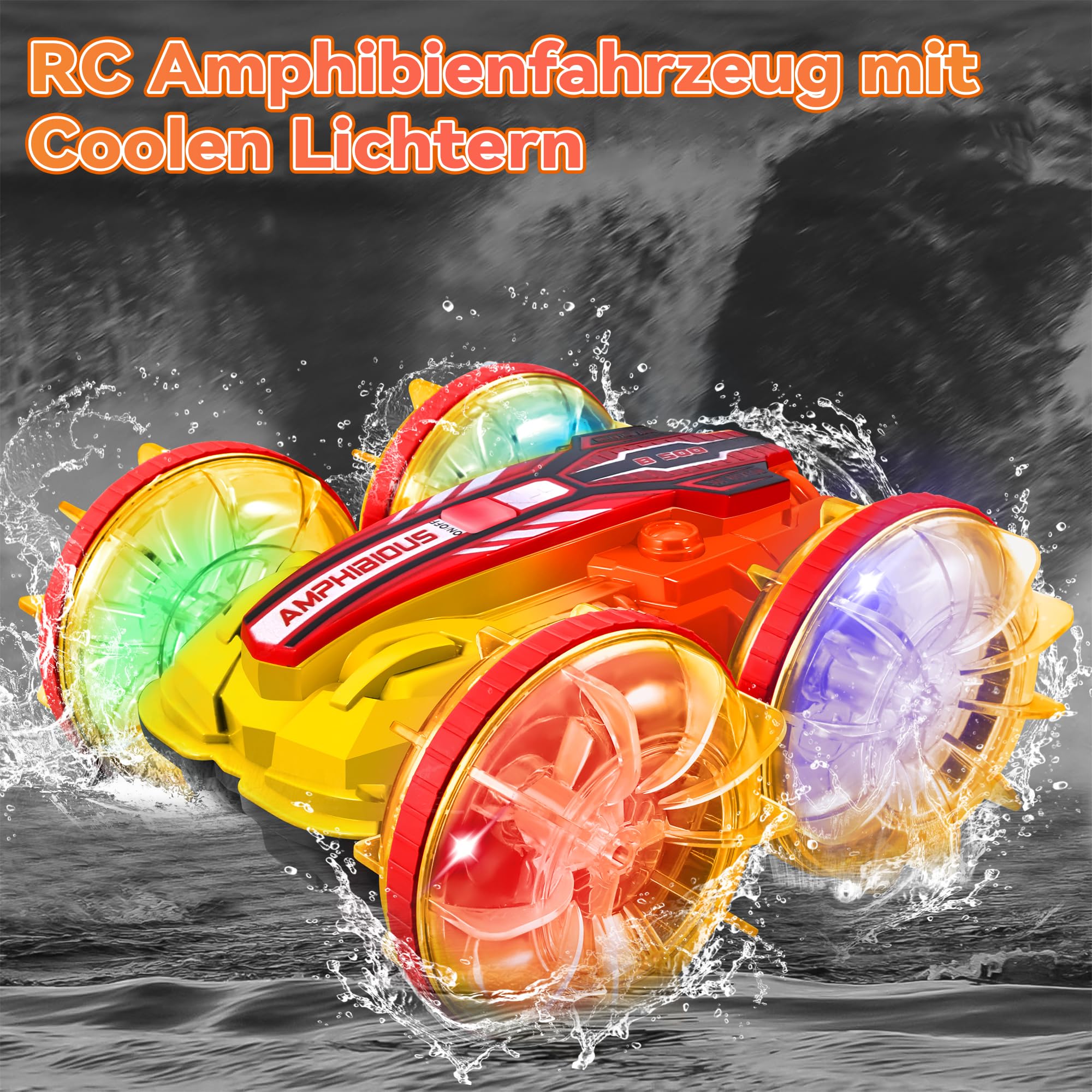 GLEEHAPY Macchina Telecomandata per Bambini - Macchina Radiocomandata Anfibia 4x4 con Luce Macchinina Telecomandata Bambino Auto Telecomandata Bambino Giochi Regalo per Bambini 3 4 5 6 7 8-12 Anni
