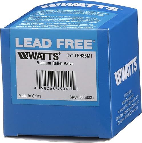Miniatura 3 de Watts LFN36-M1 Válvula de alivio de vacío de perfil bajo para tanques de agua y calentador, 34 pulgadas