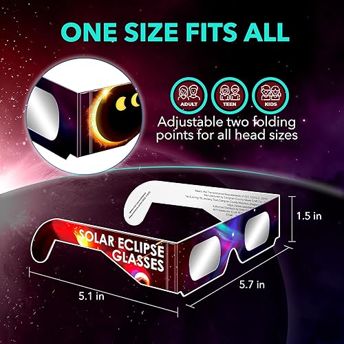 Miniatura 4 de Gafas de eclipse solar (paquete de 12)  Certificado CE e ISO, aprobadas para visión directa del sol, prepárate para el eclipse solar 2024, Regular