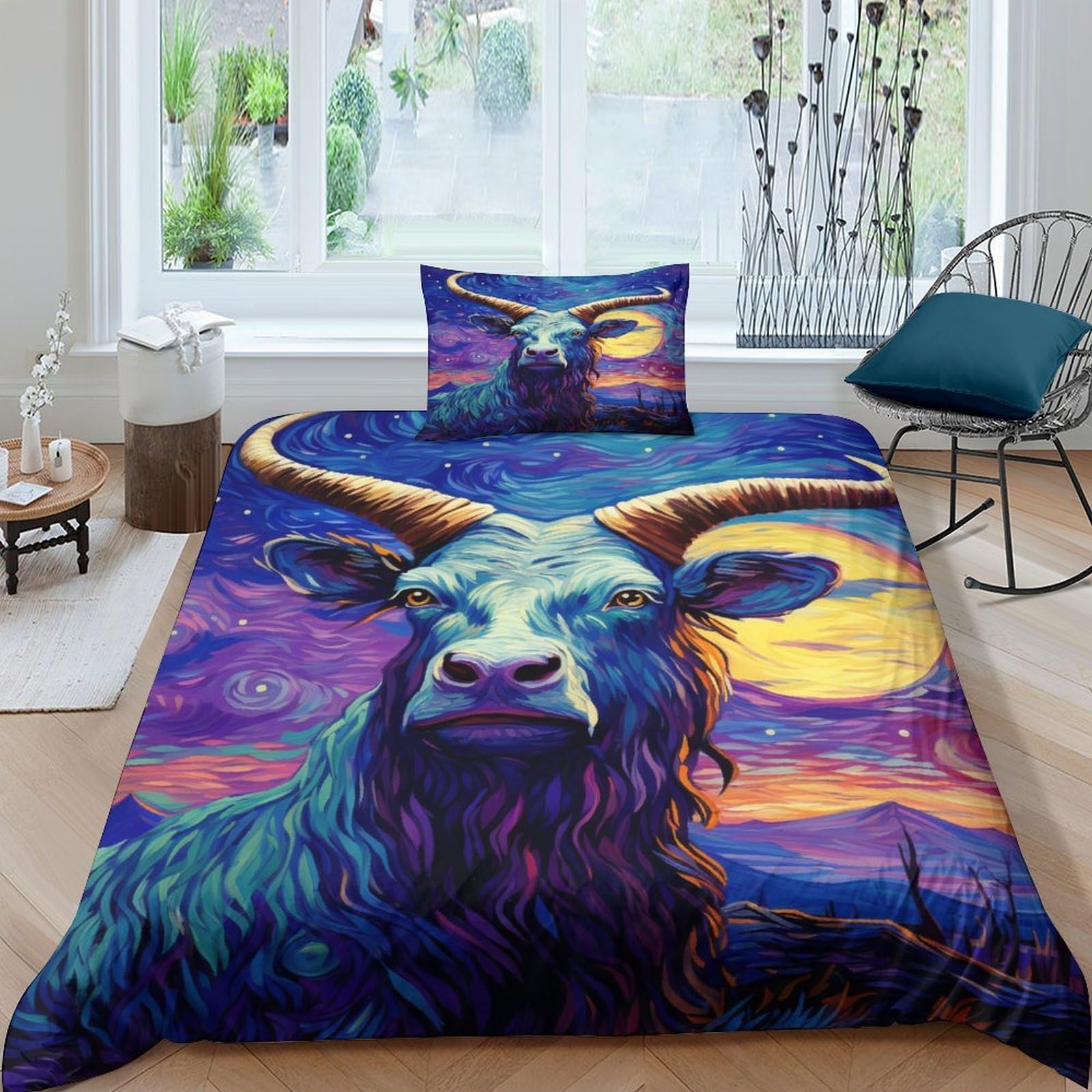 Parure de lit crâne 3D en microfibre douce et finitions premium Queen size