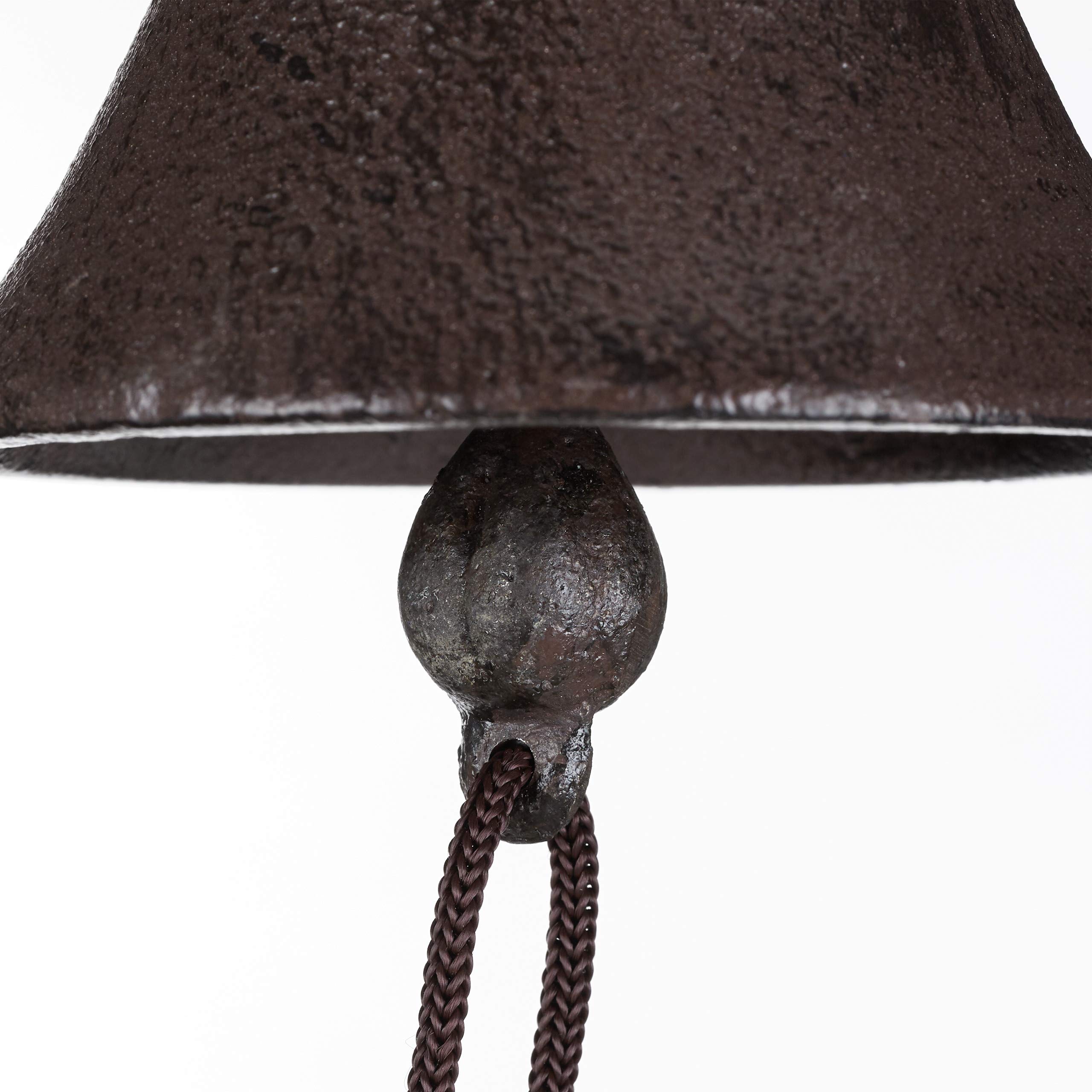 Relaxdays Campana per Porta in Ghisa Antica, Stile Rustico, a Parete da Ingresso, Deco da Giardino, Resistente, Marrone