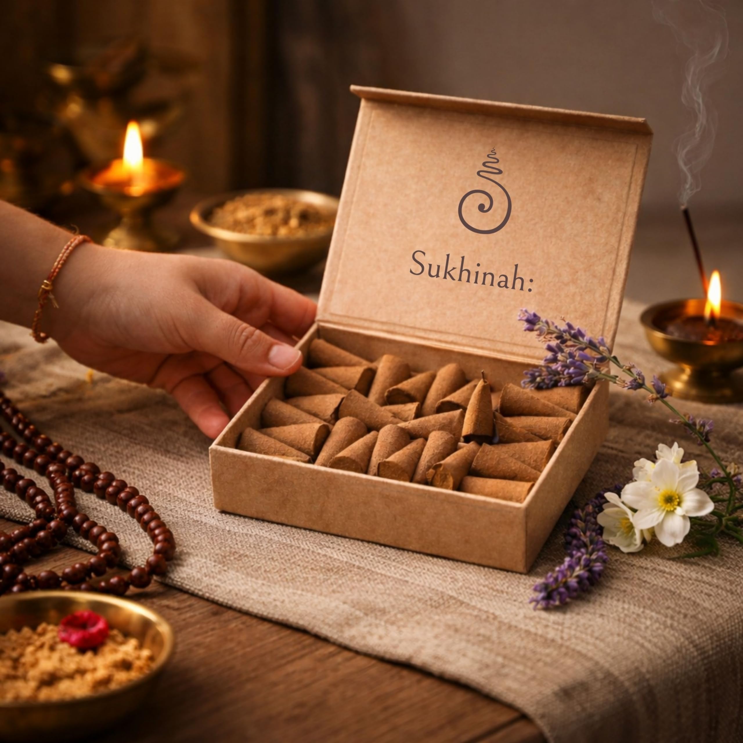Sukhinah: Premium Incense Combo | Lavender, Kasturi/Musk, Chandan