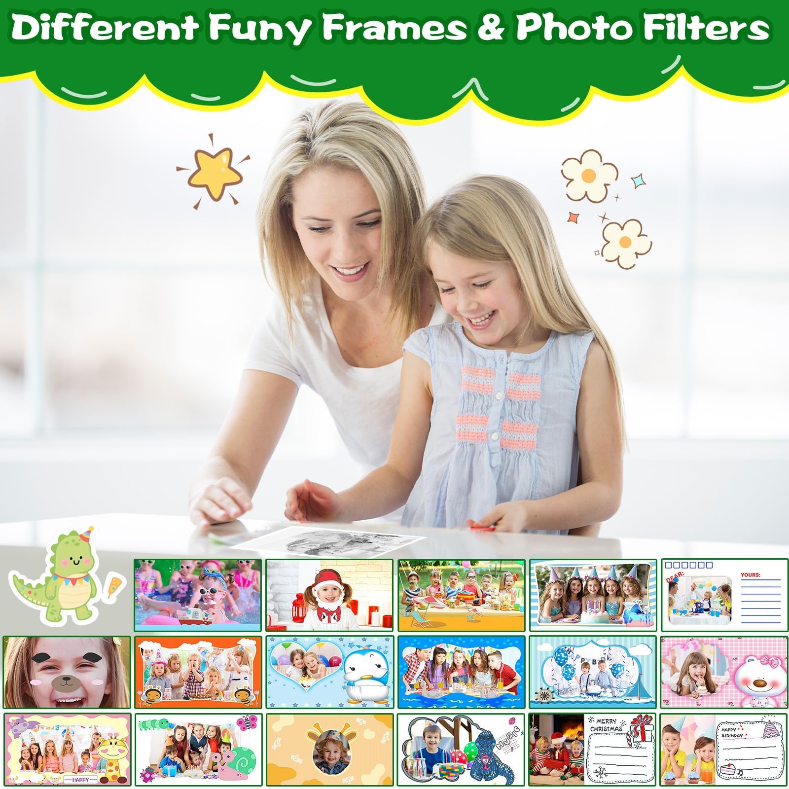 Macchina Fotografica Bambini,2,4 Pollici Macchina Fotografica Istantanea,Macchina Fotografica Bambini Istantanea,con 32GB TF Scheda e Carta Fotografica,per Bambini dai 3 ai 12 Anni Regalo di Natale