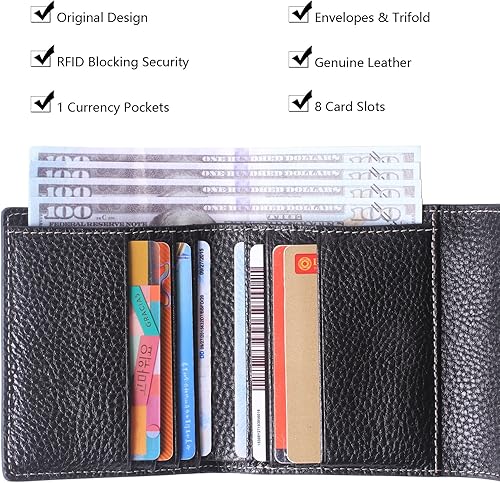 Miniatura 2 de Cartera pequeña para mujer, de piel auténtica, con bloqueo RFID, organizador de bolsillo, compacto, plegable, mini monedero para mujer