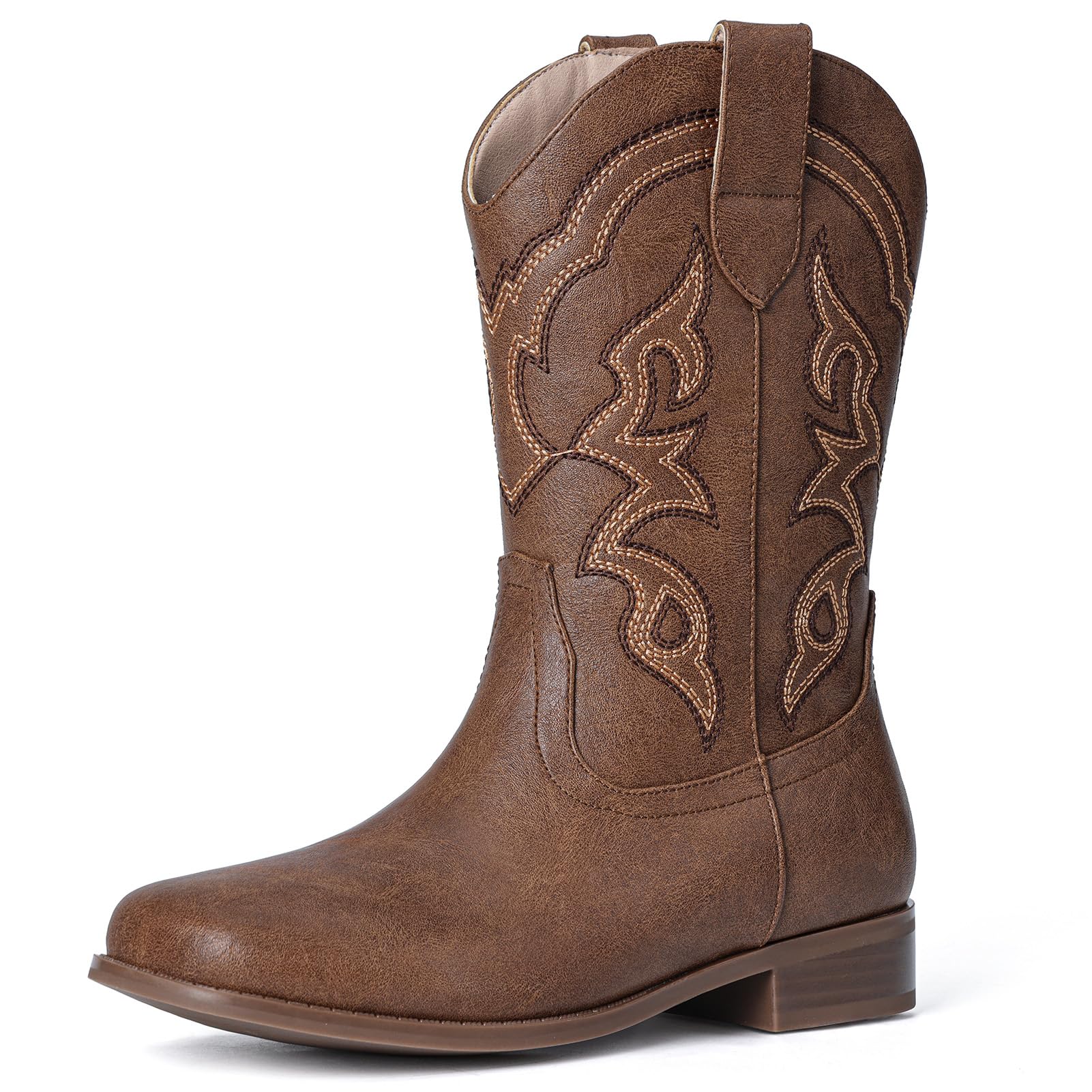 Choiran Cowboy Boots for Girls and Boys - Western Cowgirl Boots Unisex Mid Calf Riding Shoes for Toddler Little Kid/Big Kid