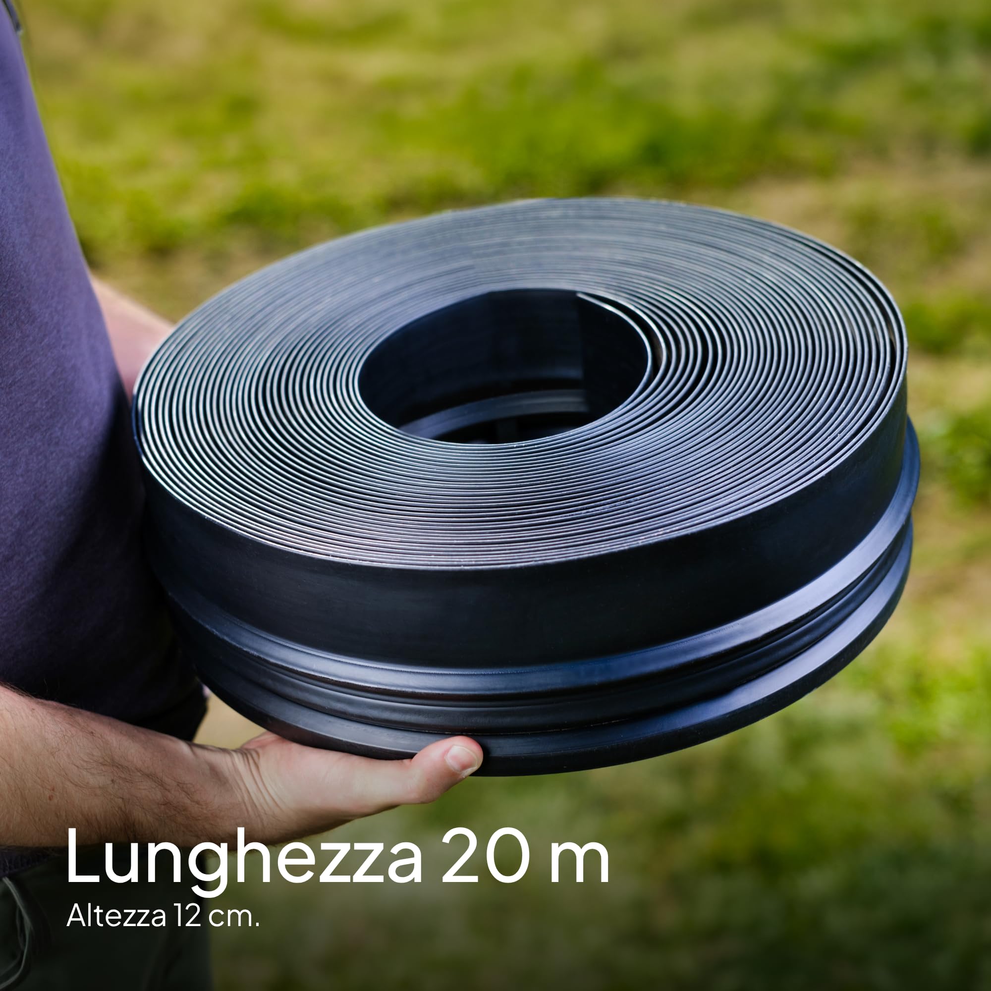 Bordura per Giardino - Bordo Flessibile in Plastica per Prato - Uso Semplice, Lunga Durata (almeno 30 Anni), Massima Flessibilità - Bordatura per Aiuola, Bordure per Aiuole (20 m, Nero)