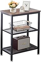 Vista 1 de VECELO Tall End Side Tables,30" Height Nightstand with 3-Tier Storage Shelf for Bedroom Living Room, Easy Assembly,Industrial Style, Brown